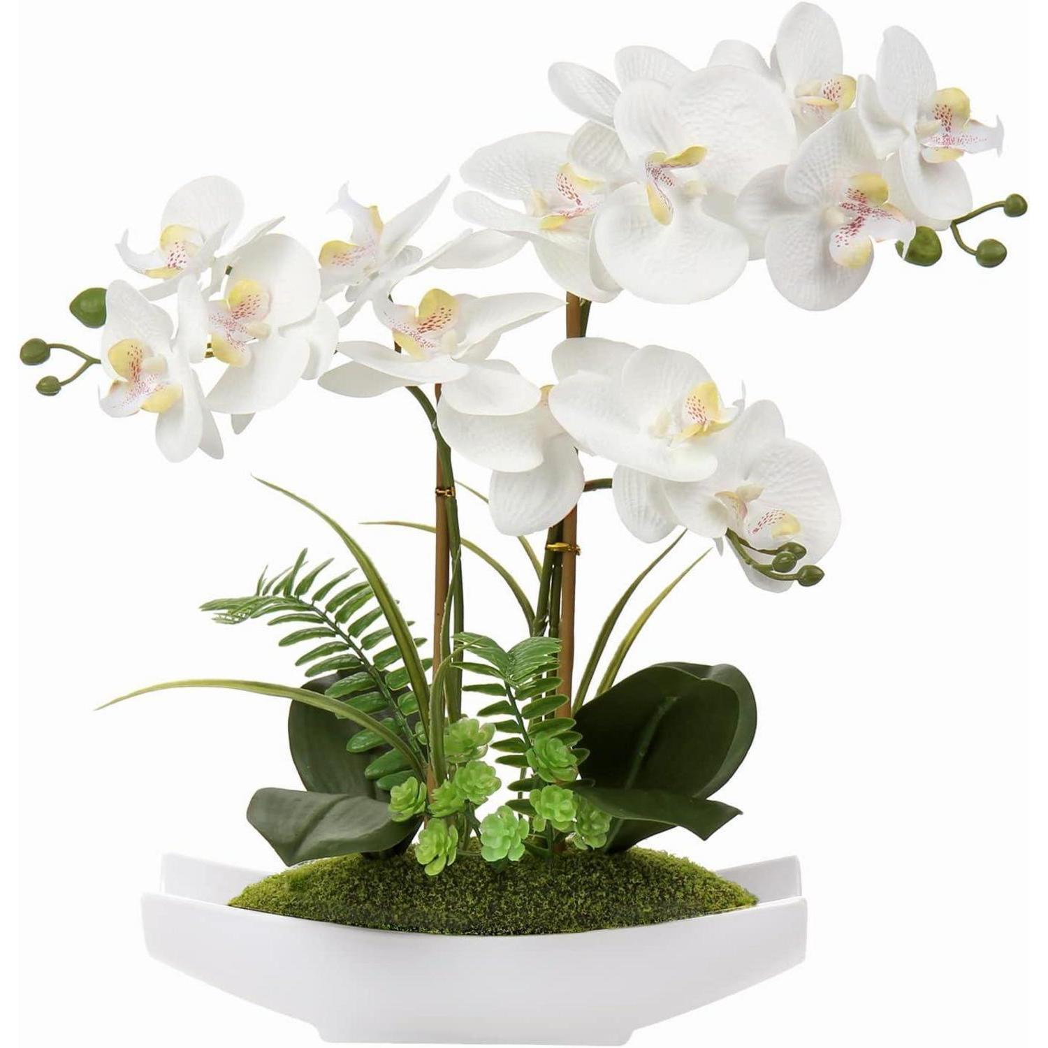 Künstliche Orchidee Phalaenopsis Mit 3 Stielen, 38cm, Weiß/rosa/violett, Im Topf