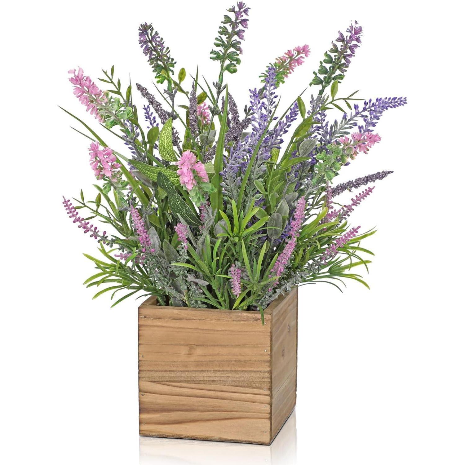 Künstliche Lavendel Blumen Im Shabby-stil Topf, Detailgetreue Kunstpflanze