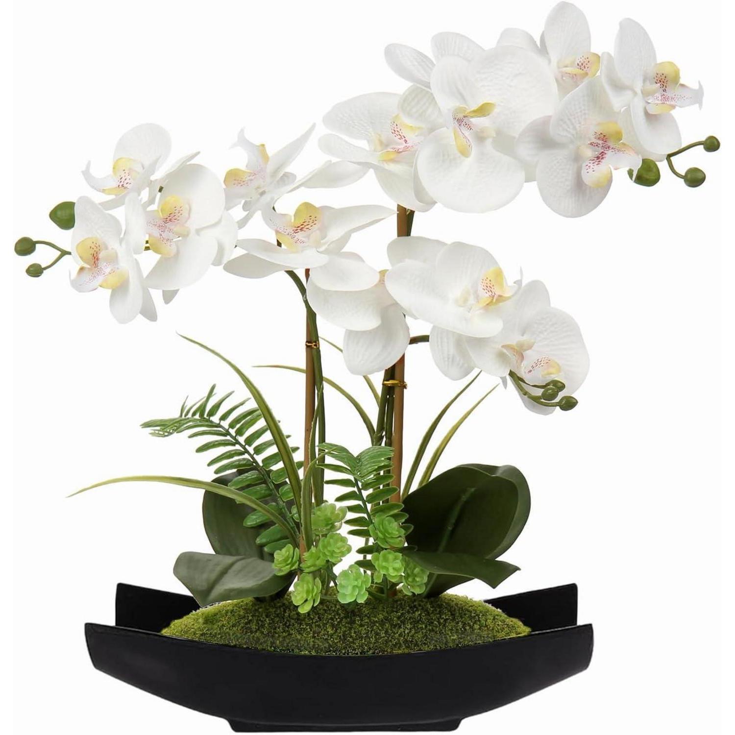 Kunstorchidee Phalaenopsis Im Topf, 3 Stiele, Weiß/rosa/violett, 49 Cm