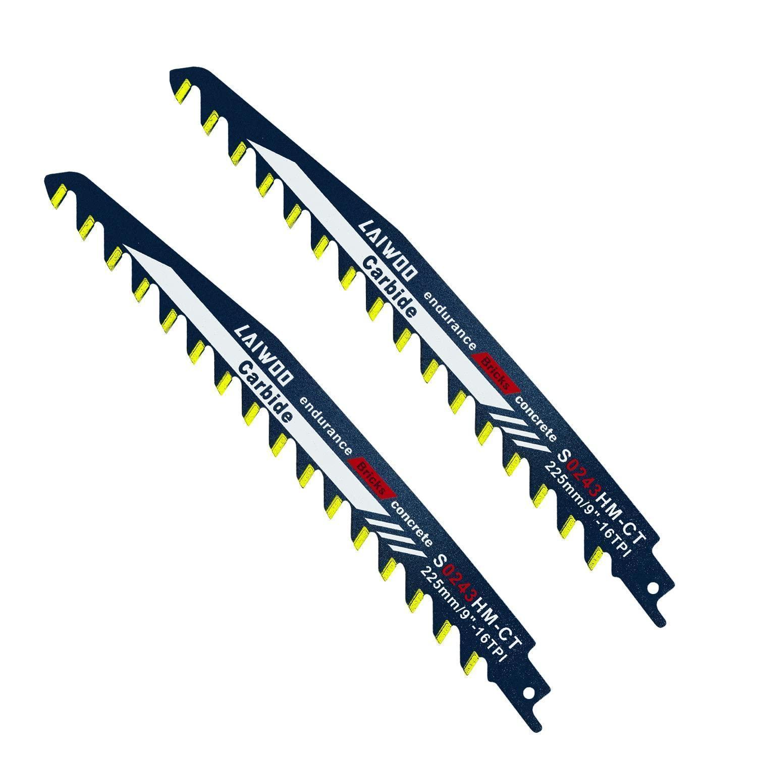 2x Säbelsägeblätter Stein Hartmetall 225mm Für Porenbeton, Ziegel