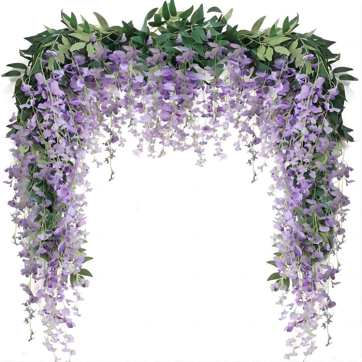 2er Set Künstliche Glyzinien Girlande 1.8m Lila Hängende Blumenranken