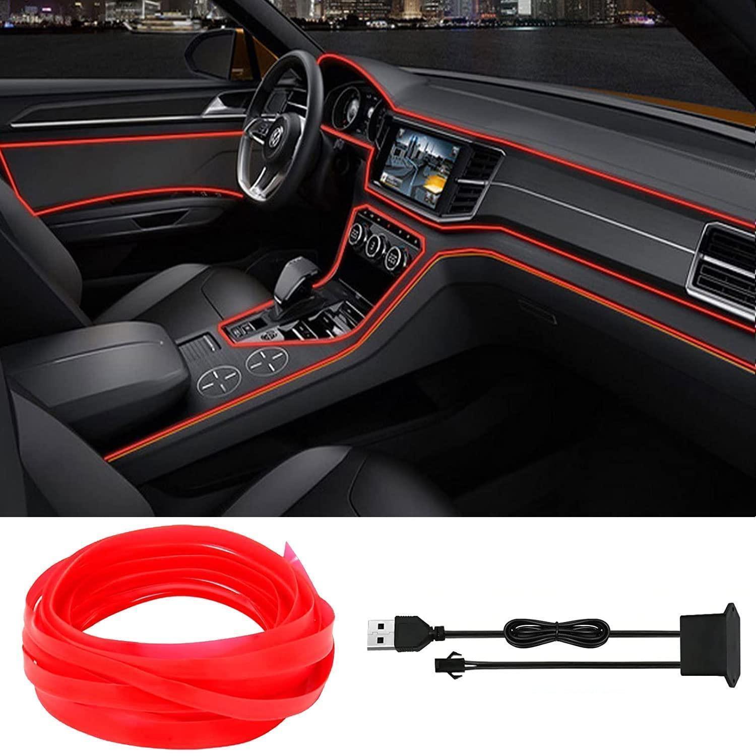 Led Innenbeleuchtung Auto 5m Rot Usb Flexibel Wasserdicht Ambientebeleuchtung