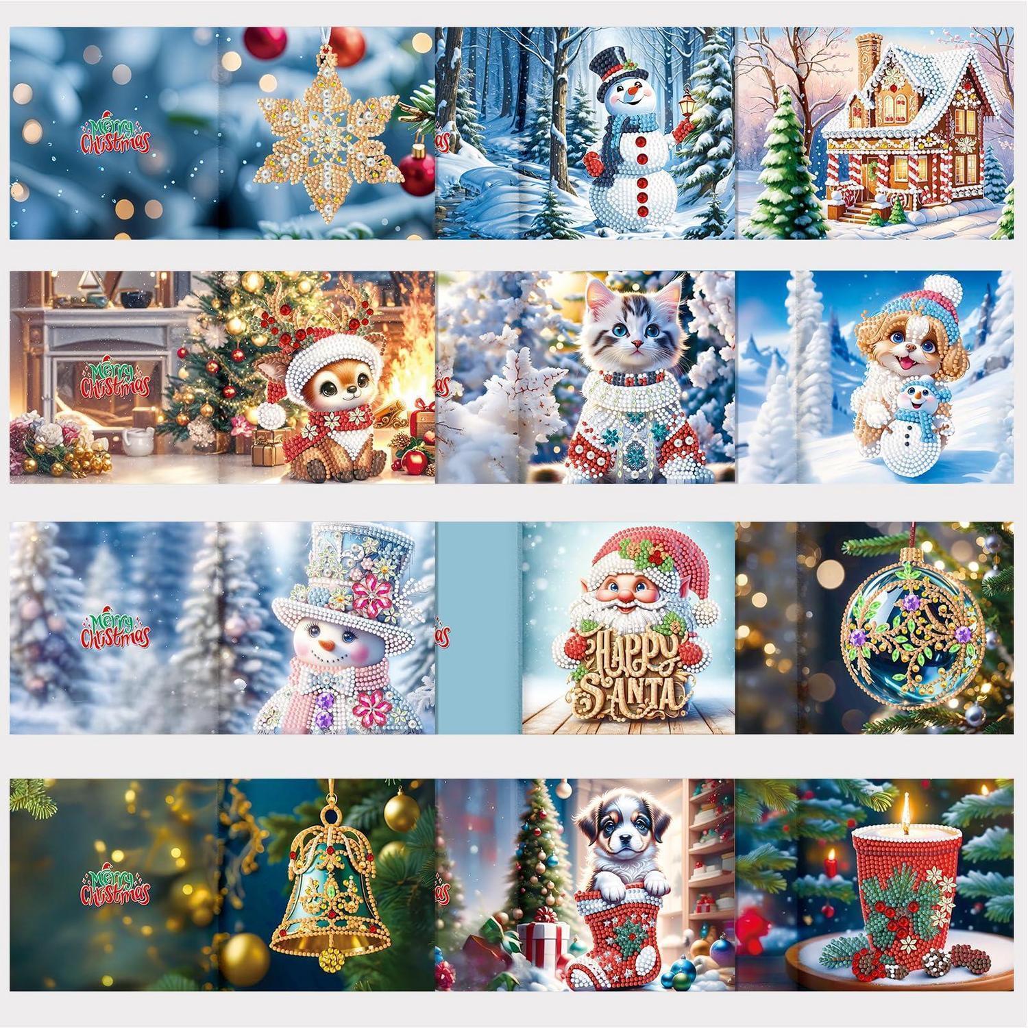 Diamant Malerei Grußkarten Set Weihnachten, 5d Diy Bastelset Mit Strass