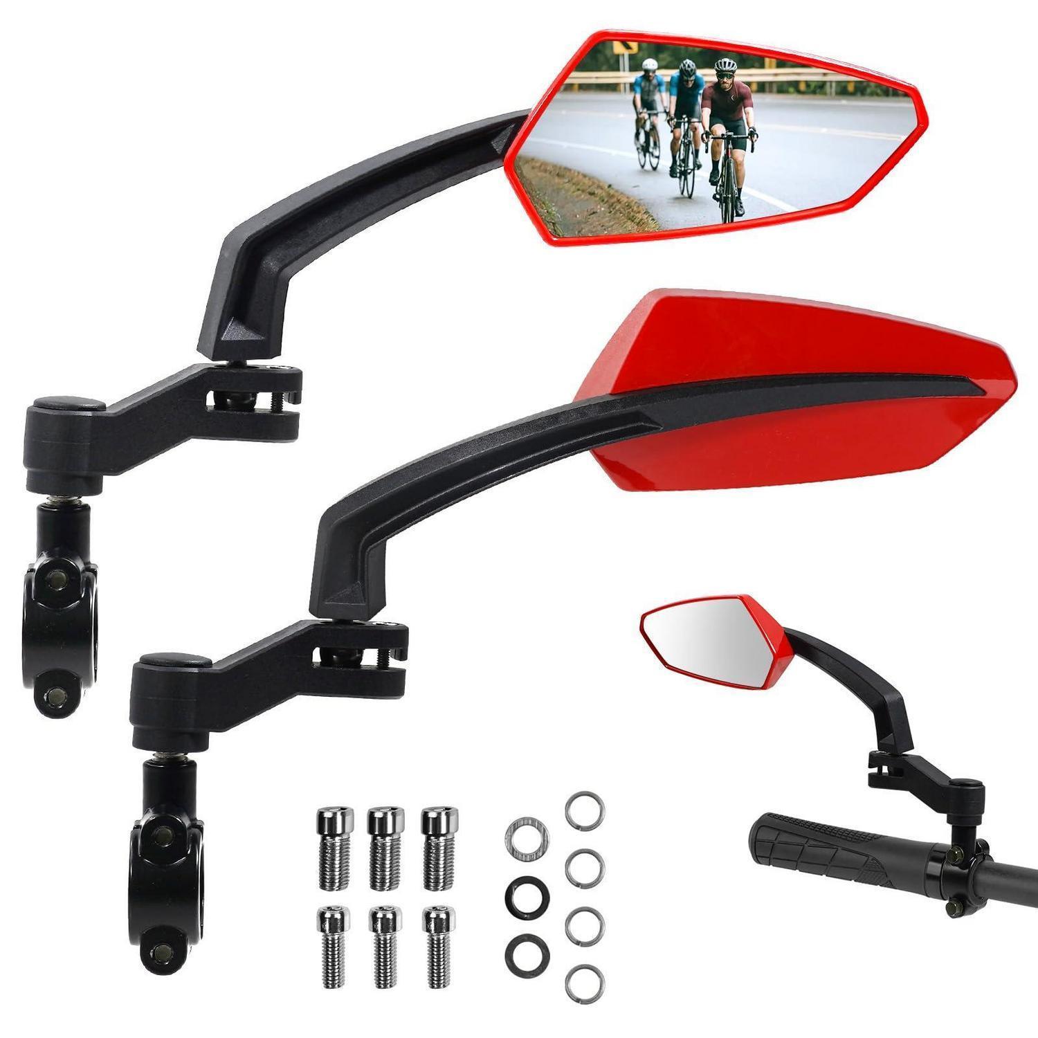 Fahrradspiegel Lenker Hd Konvexglas 360° Verstellbar Für Mtb E-bike 21-26mm Rot Links