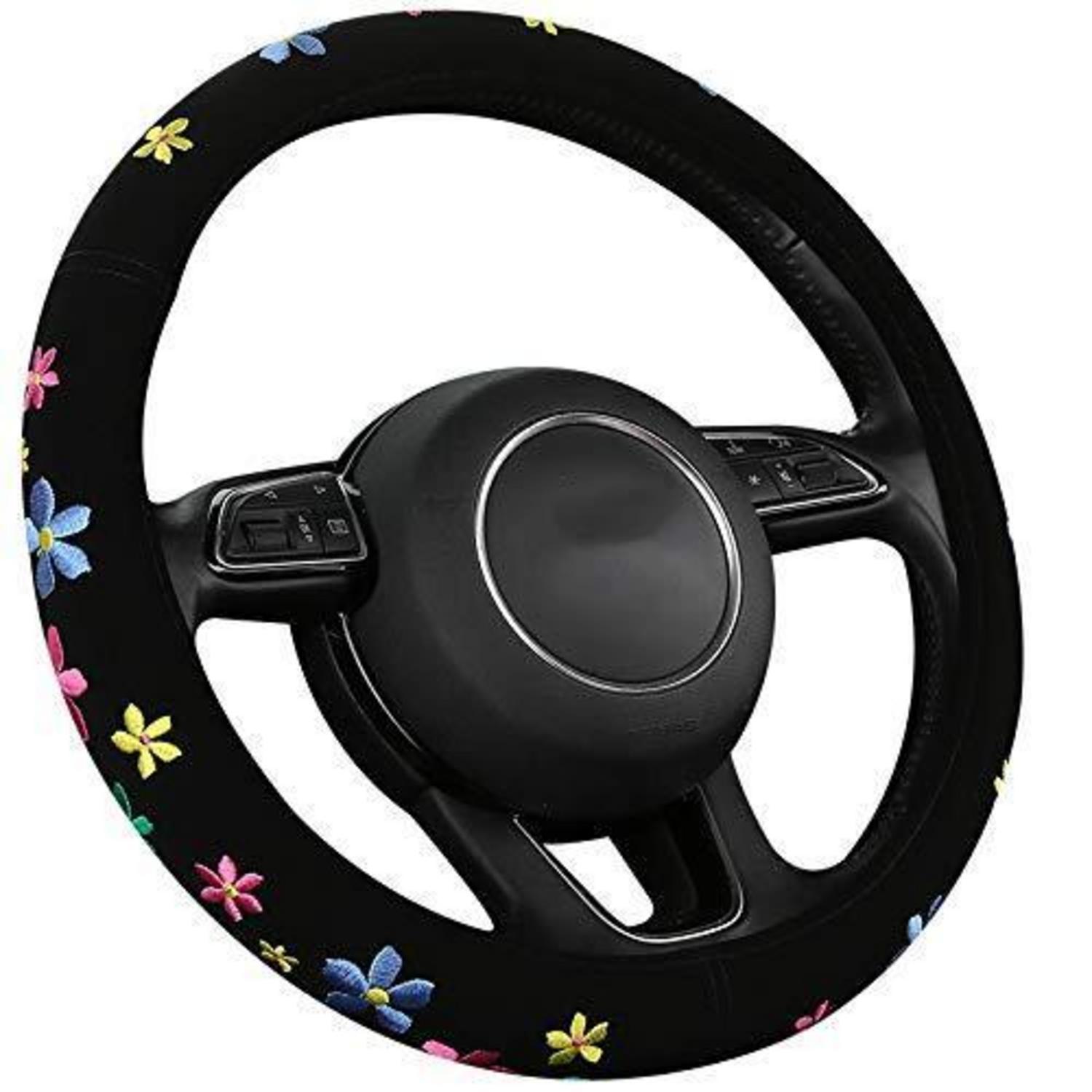Lenkradbezug Mit Blumenstickerei, Schweißabsorbierend, Universal 37-39cm