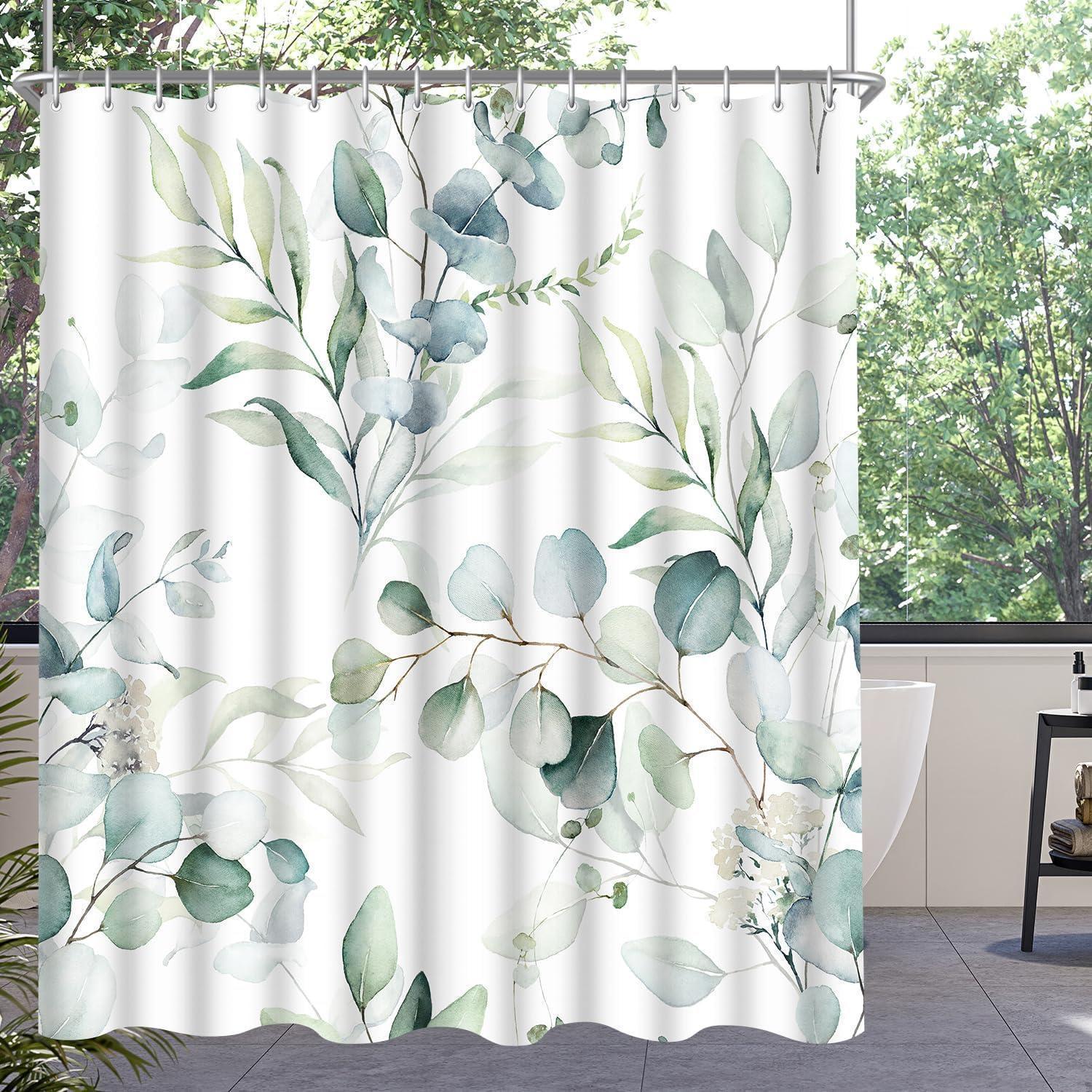 Duschvorhang 160x160 Cm Blattmuster, Wasserabweisend, Schimmelresistent, Waschbar, Polyester