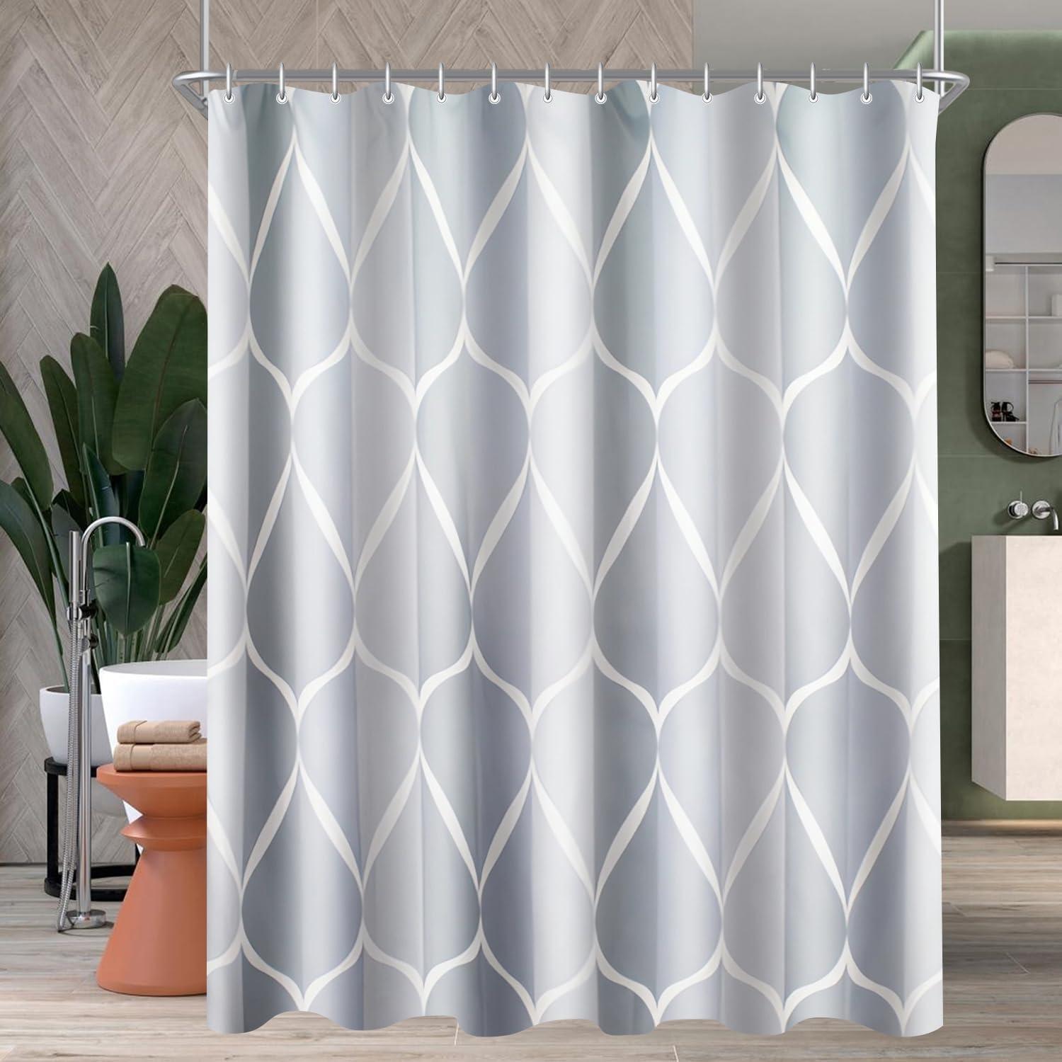 Duschvorhang 200x200cm Mit Beschwerung, Wasserabweisend, Schimmelresistent, Inkl. 12 Haken