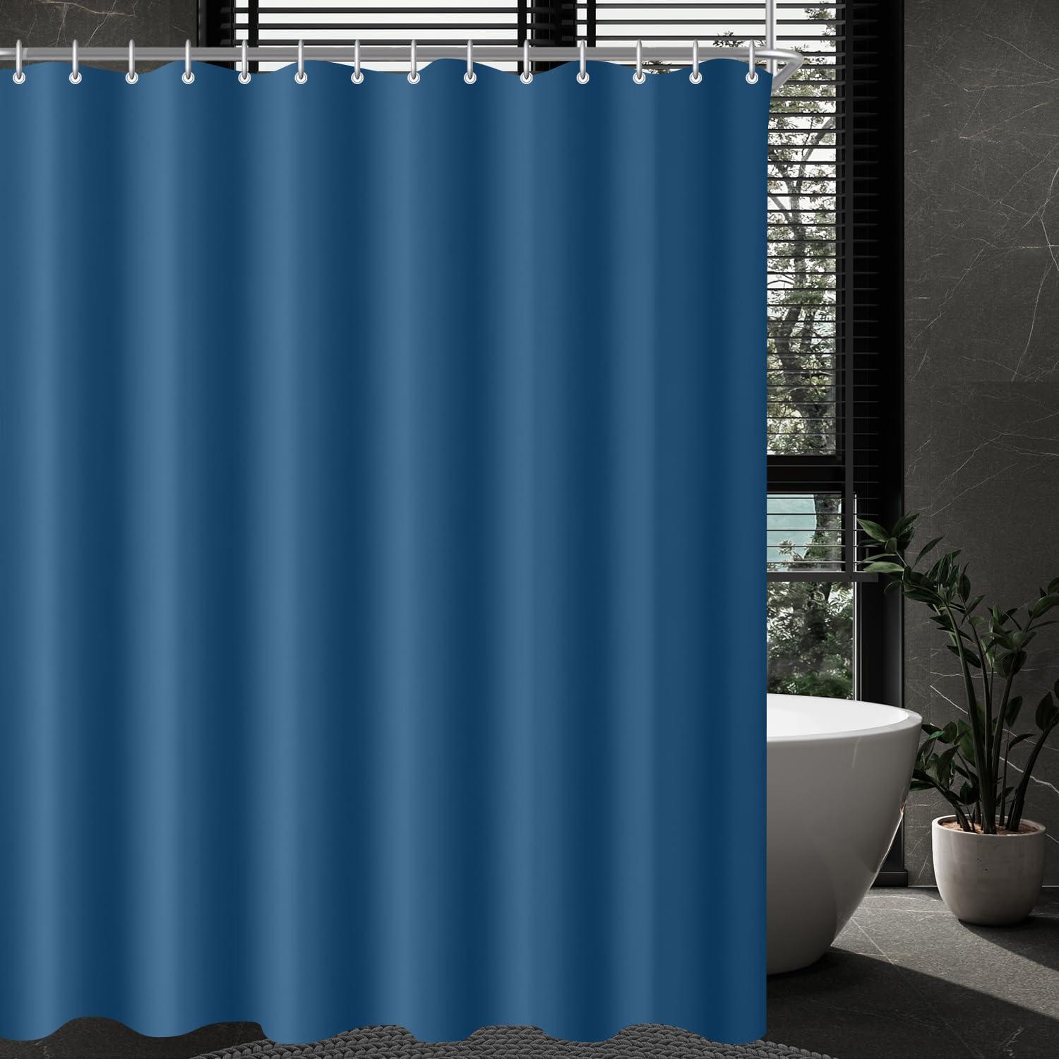 Duschvorhang 220x200cm Dunkelblau, Wasserabweisend, Beschwerter Saum, Waschbar