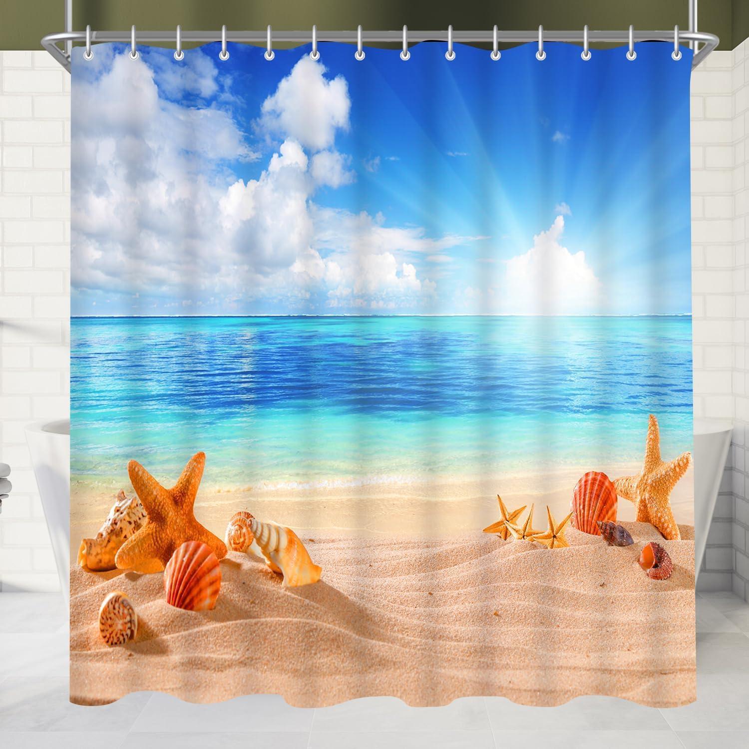 Duschvorhang 220x200cm Sea Blue, Schimmelresistent, Wasserabweisend, Waschbar