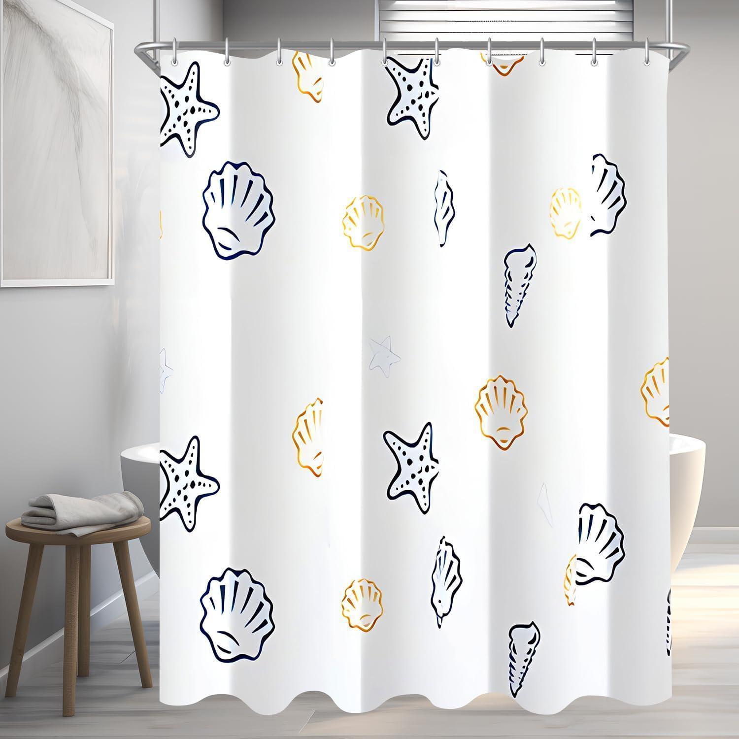 Duschvorhang 100x200cm Mit Seestern-motiv, Wasserabweisend, Beschwerter Saum