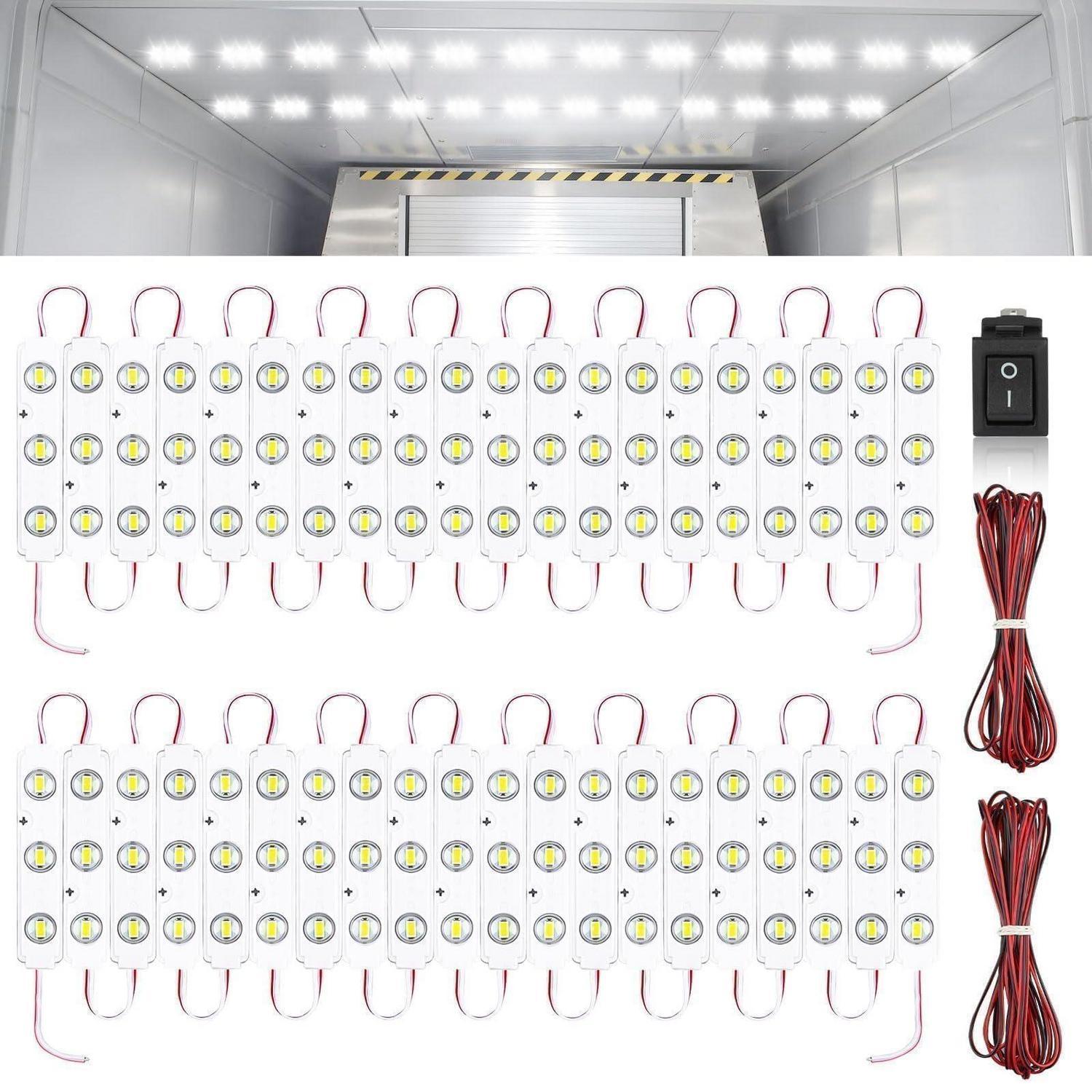 Led Innenbeleuchtung 12v, 120 Leds, 40 Module, Weiß, Mit Schalter