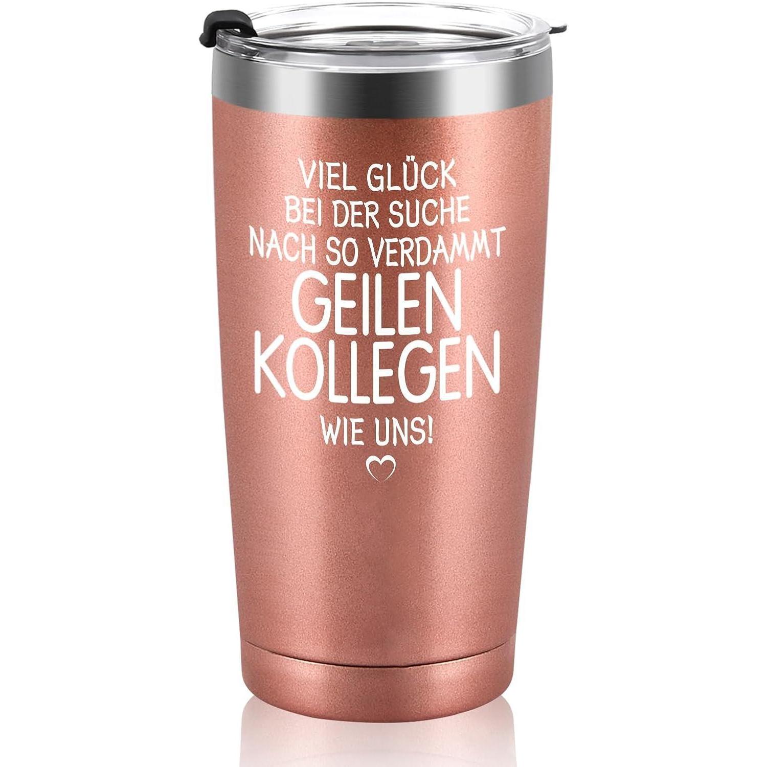 Abschiedsgeschenk Tasse 600ml Roségold - Viel Glück Bei Der Suche Nach Kollegen Wie Uns