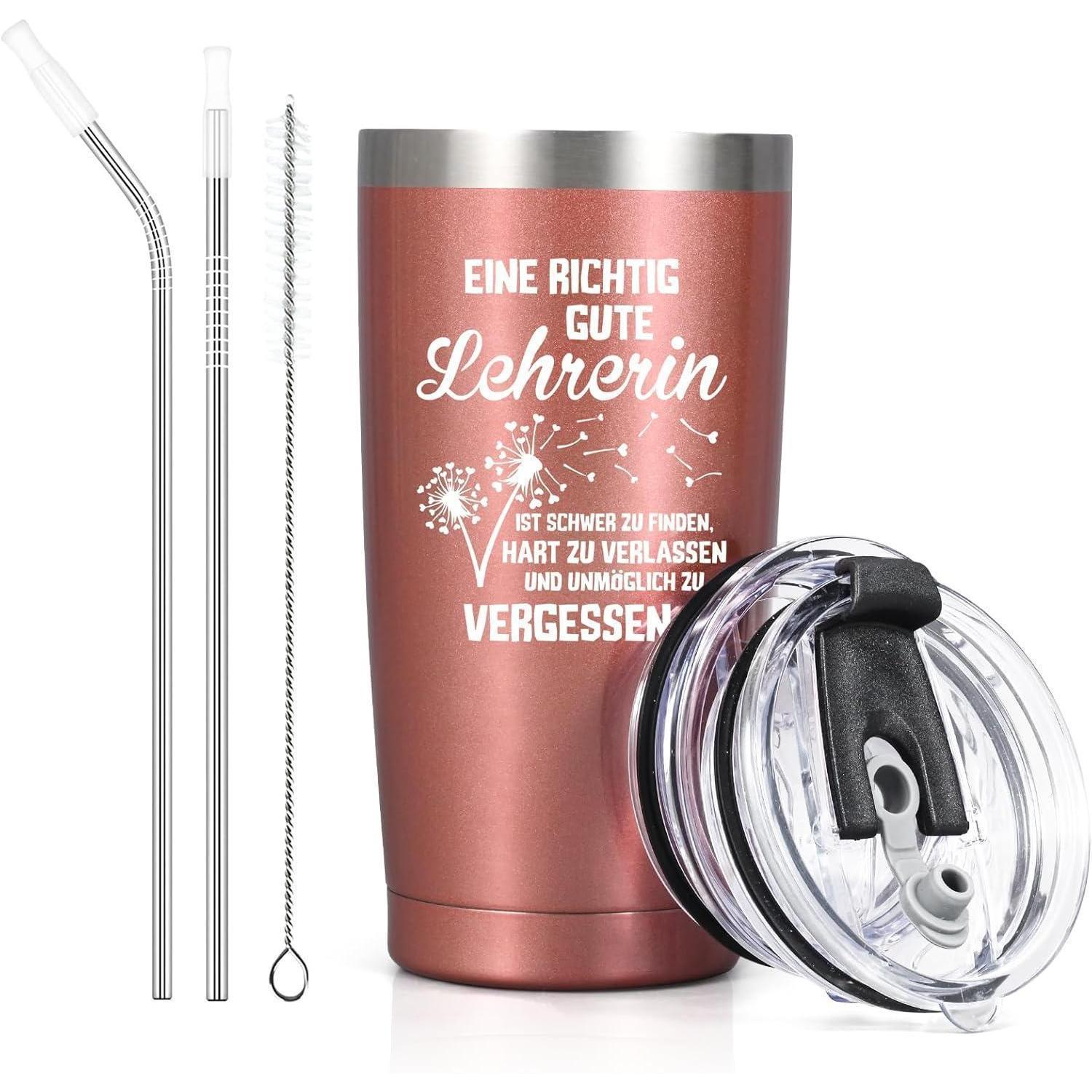Thermobecher Für Lehrerin 600ml Roségold Mit Spruch, Doppelwandig, Isolierbecher To Go