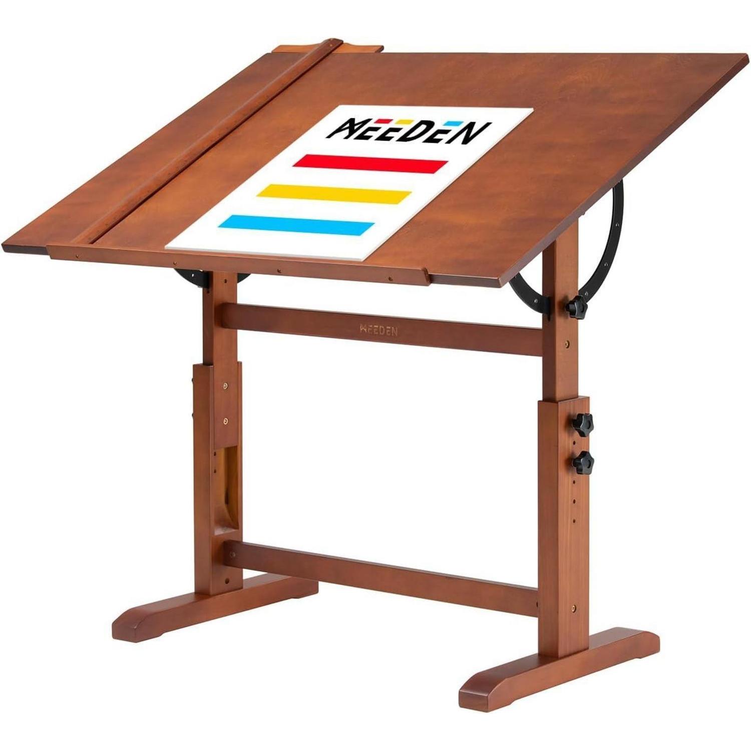 Holz-zeichentisch Höhenverstellbar 107x76cm Mit Kippfunktion Und Schublade
