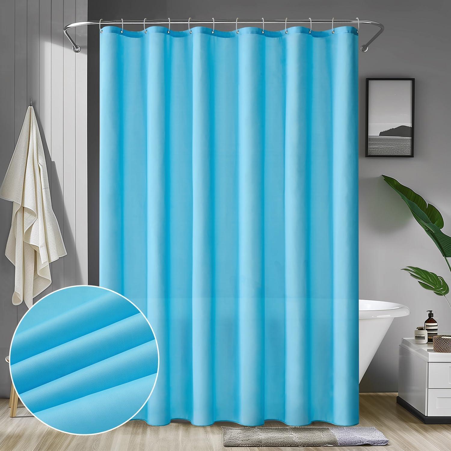 Duschvorhang 180x200cm Hellblau Wasserdicht Anti-schimmel Waschbar Schnelltrocknend Mit 12 Ringen