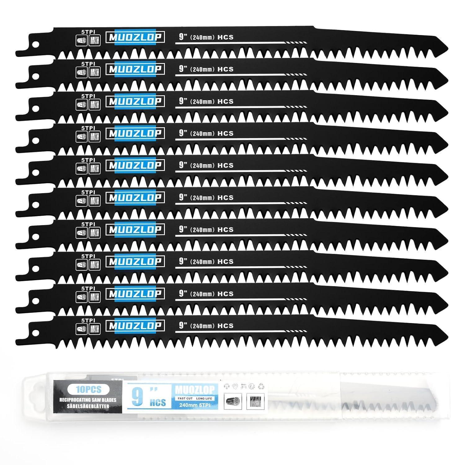 10er Pack Säbelsägeblätter 240mm 5 Tpi Für Holz, Hcs Stahl