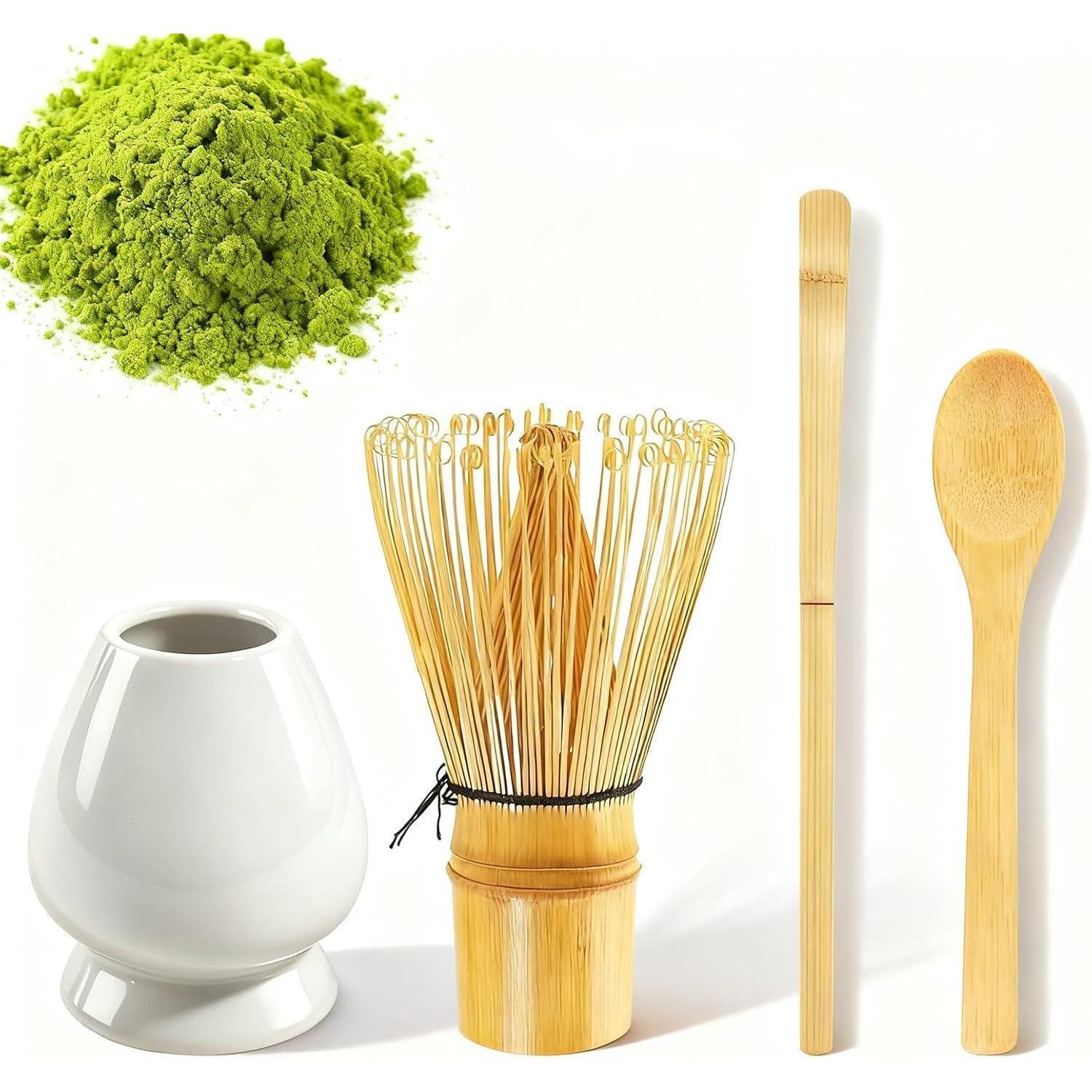 Matcha Set 4-teilig: Bambusbesen, Löffel, Halter Für Teezeremonie