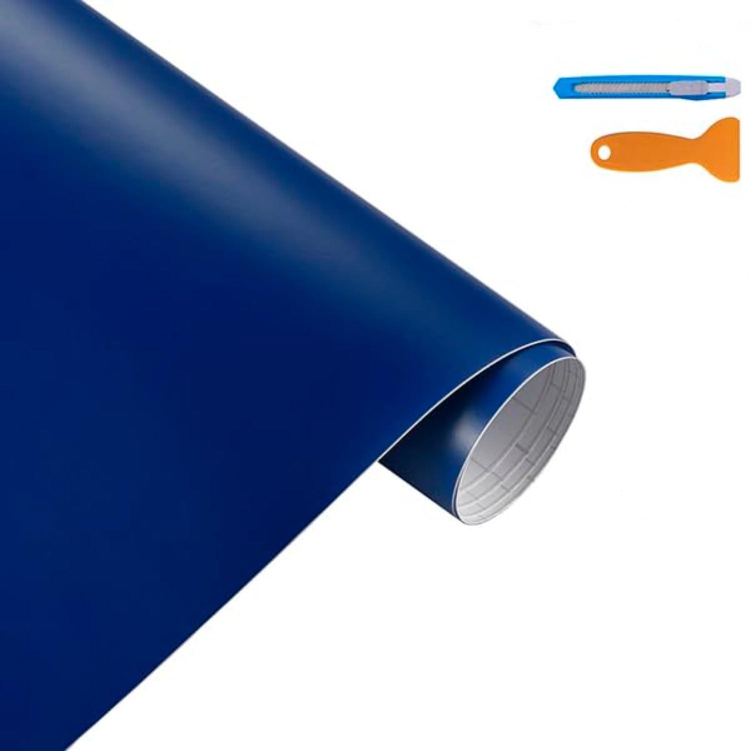 Auto Folie Matt Blau 30x300cm – Selbstklebend, Blasenfrei, Kratzfest, Uv-beständig