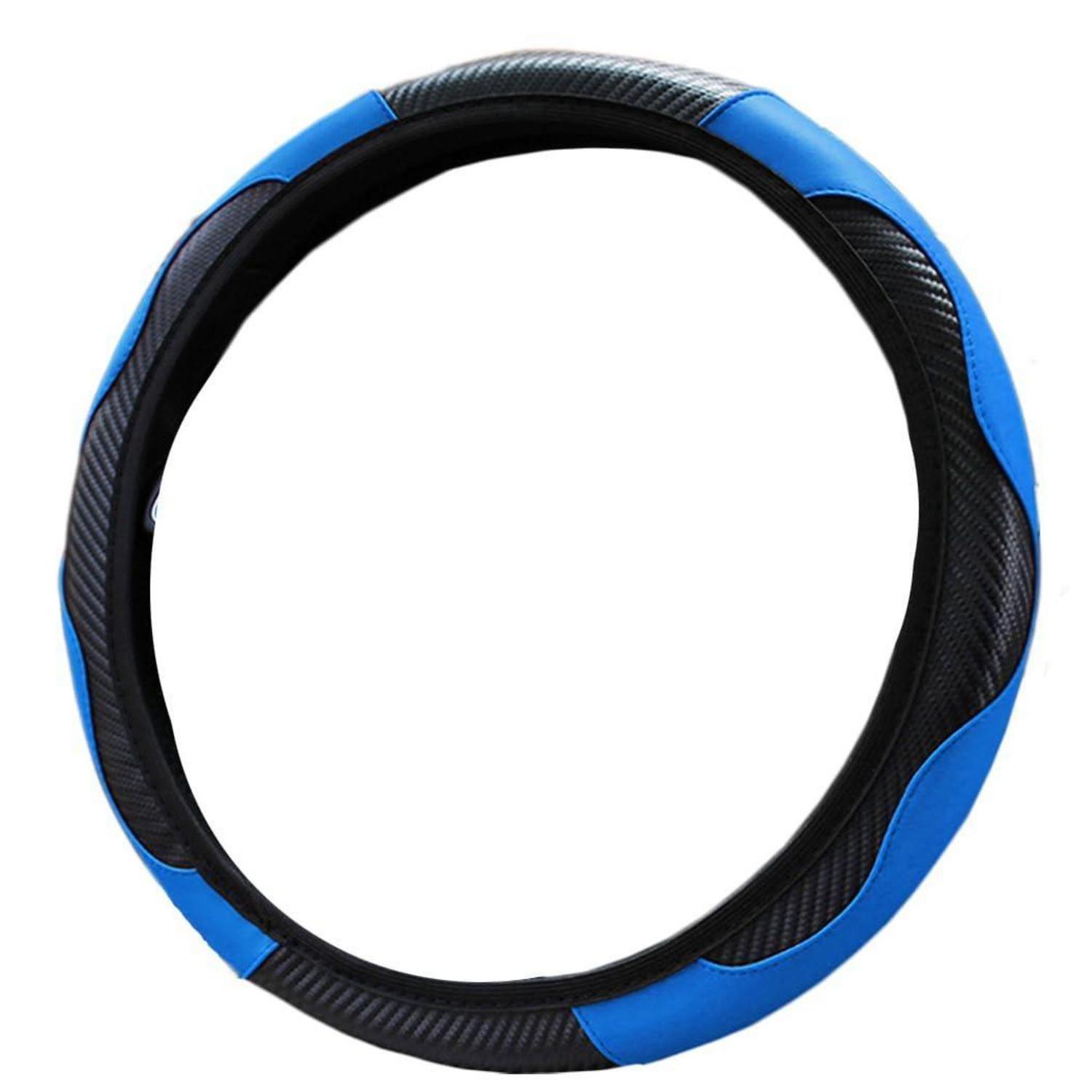 Lenkradhülle Mikrofaser Leder Blau Rutschfest Universal 37-38cm