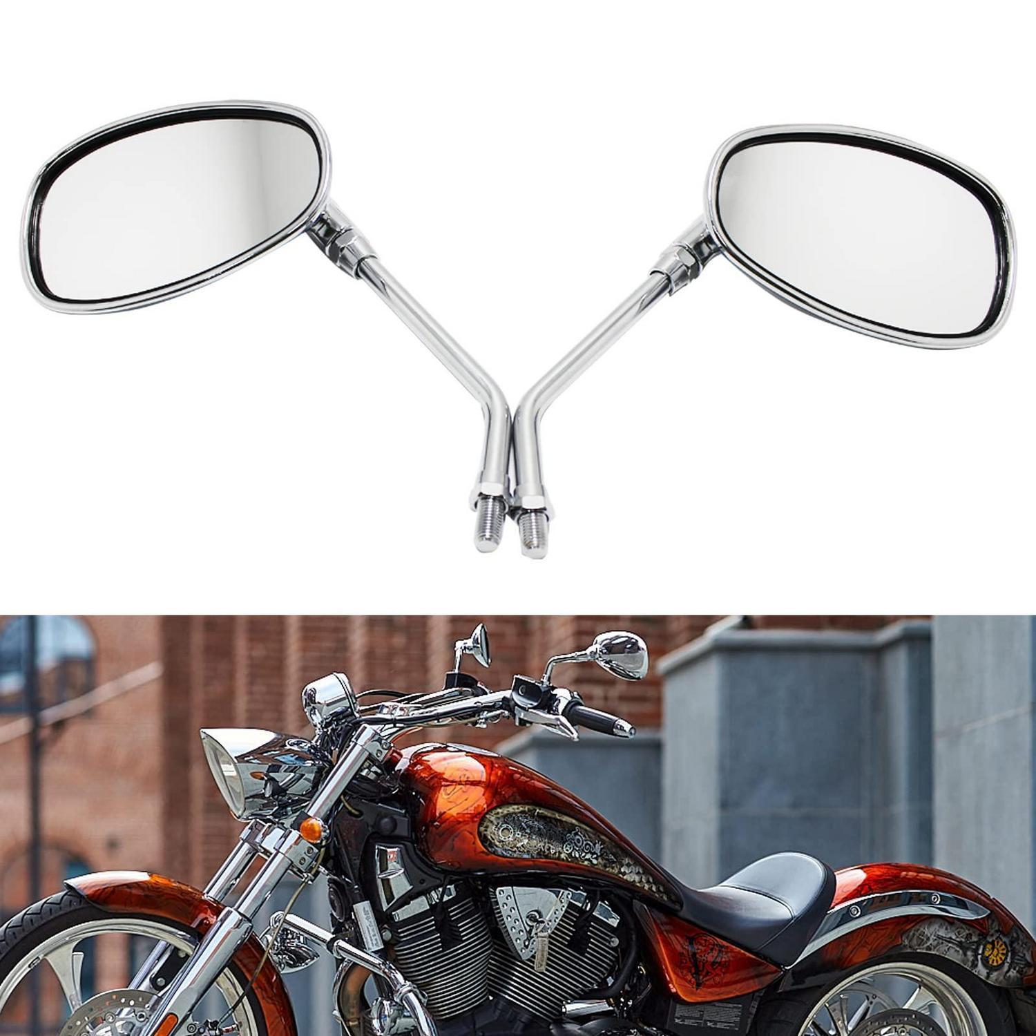 Motorrad Lenkerendenspiegel Chrom 10mm Rechtsgewinde Ellipse