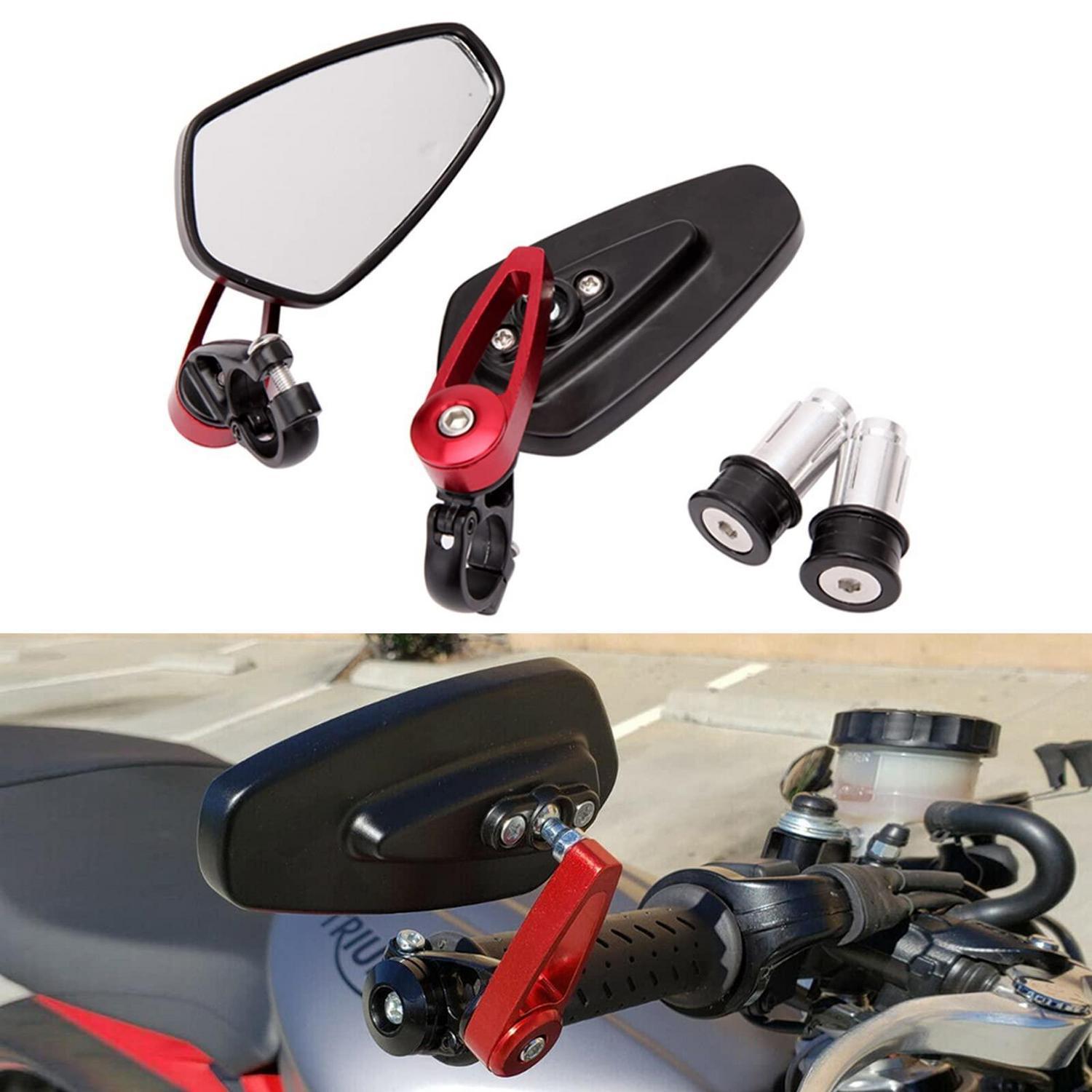 Motorrad Lenkerendenspiegel 7/8 Zoll 22mm Aluminiumlegierung Rot