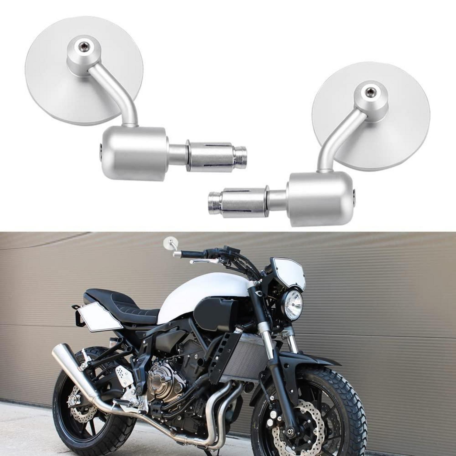 Motorrad Lenkerendspiegel 7/8 Zoll, 3 Zoll Rund, Silber