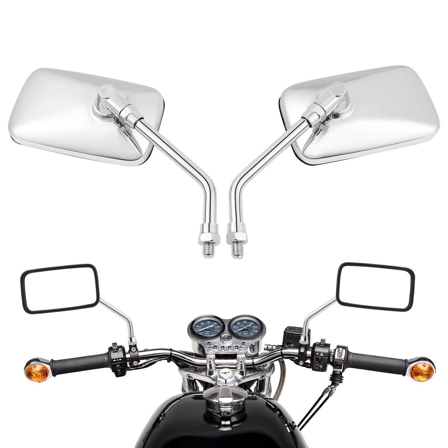 Motorrad Spiegel Chrom Rechteckig 1 Paar M8 M10 Universal Für Chopper Cruiser Bobber