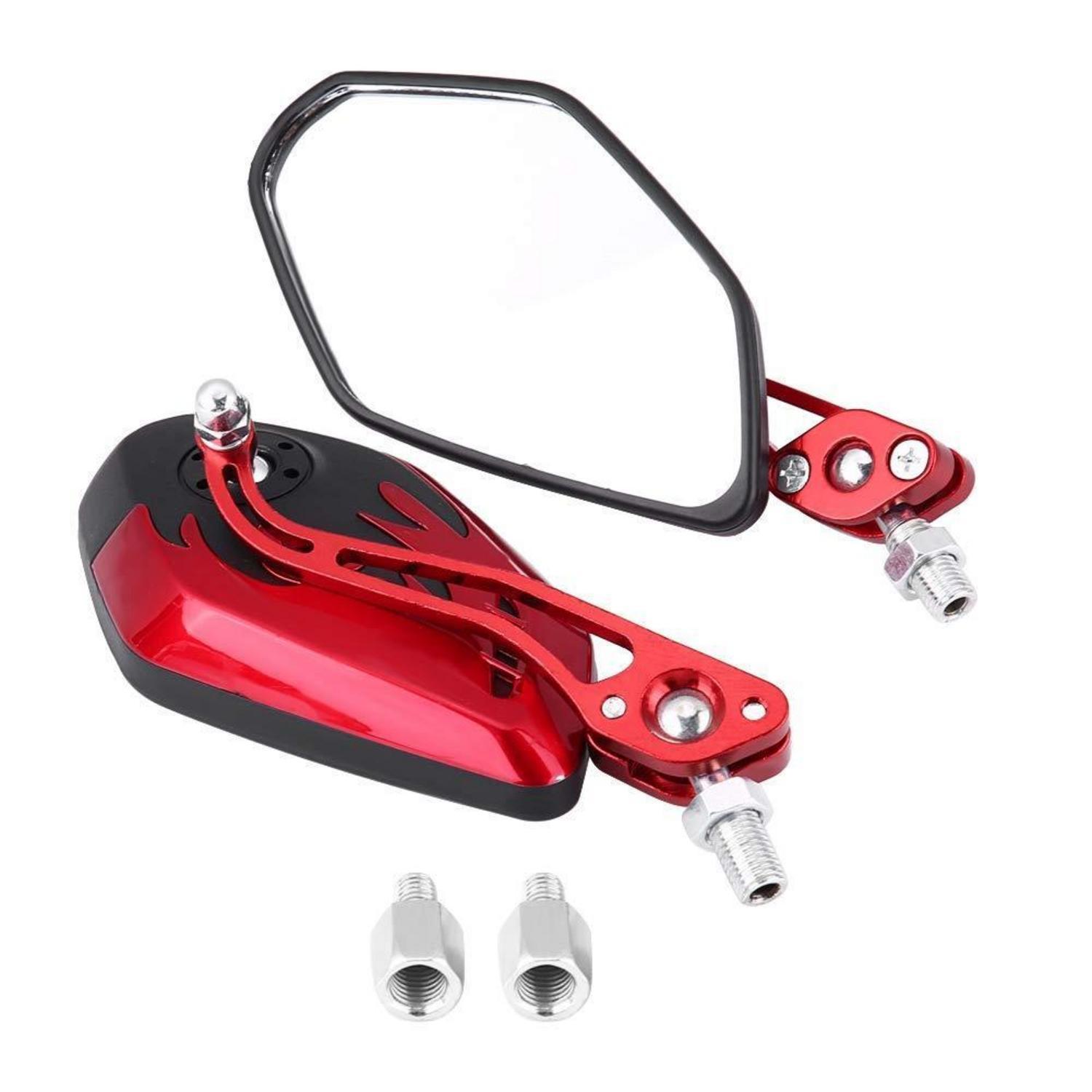 Motorrad Roller Spiegel Set Flammenmuster Universal 8mm Rot/gelb/blau/schwarz