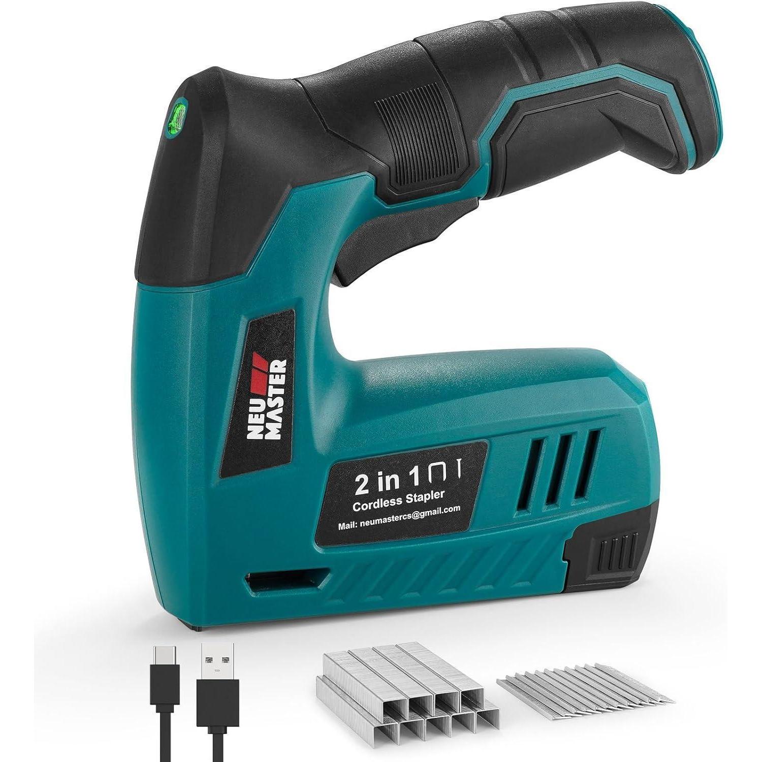 Akku Tacker 2-in-1 Mit 1000 Klammern & 1000 Nägeln, 4v Elektrotacker Für Diy