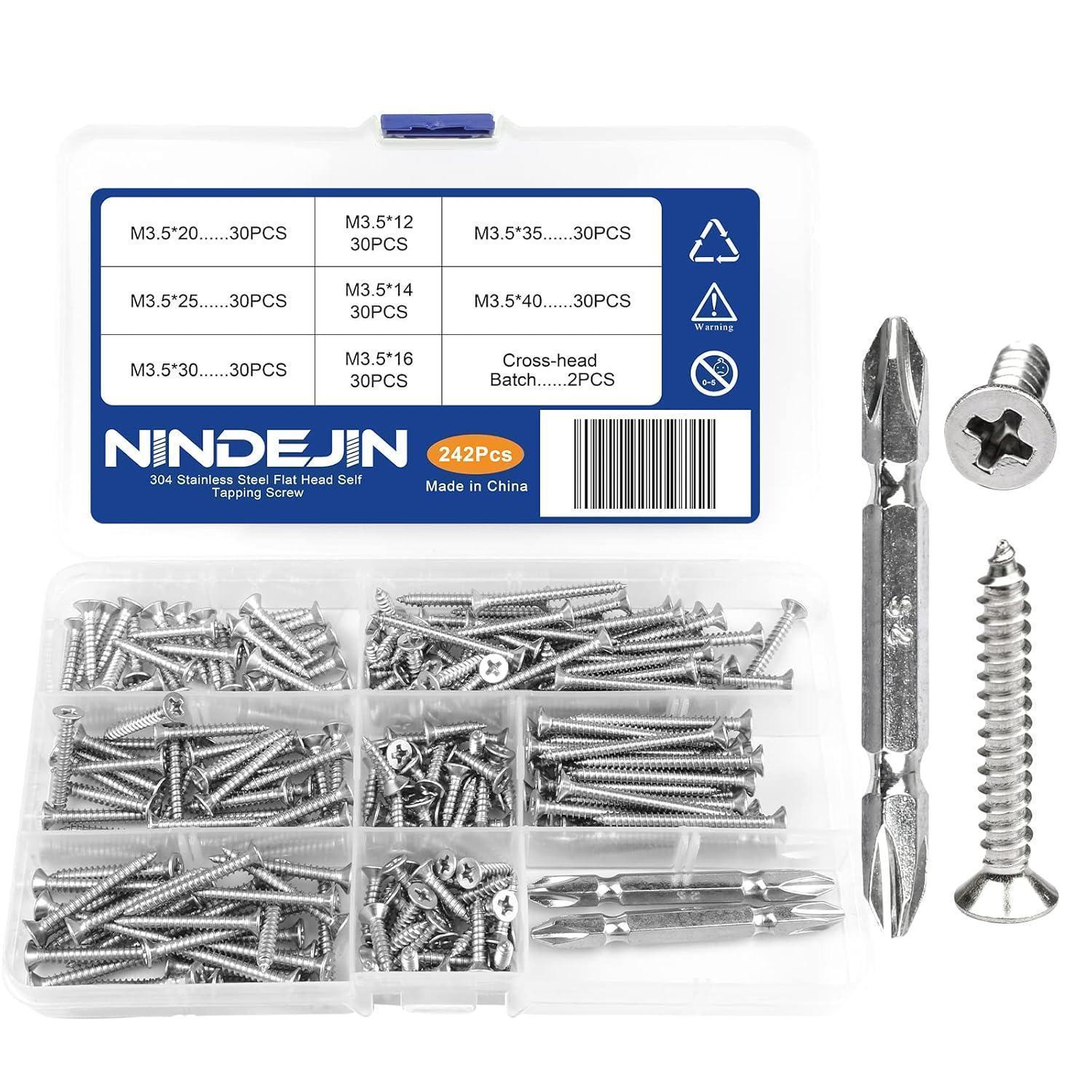 Edelstahl Flachkopfschrauben M3.5 Sortiment 242tlg. Mit Kreuzschlitz-bits