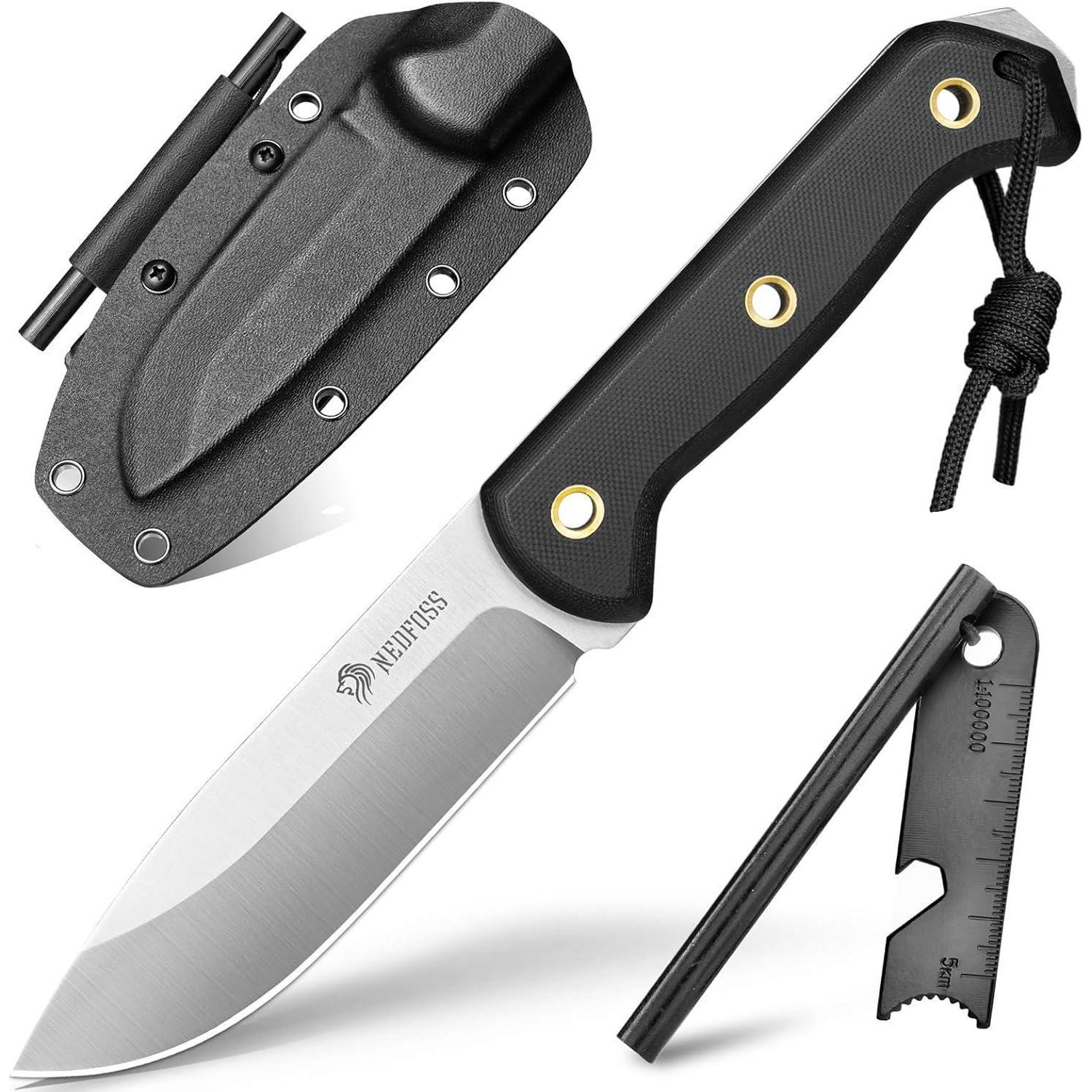 Outdoor Messer Mit Feuerstahl, Full Tang, G10 Griff, Kydex Scheide