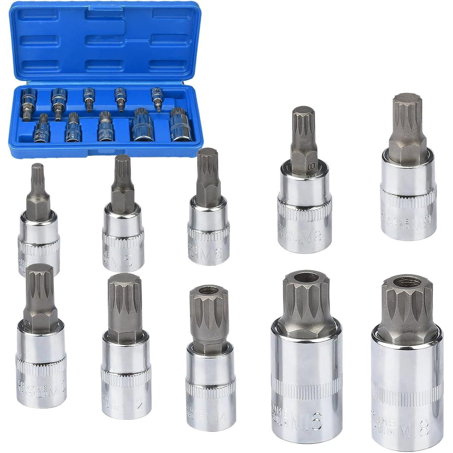 Vielzahn Steckschlüsselsatz 10-teilig M4-m18 Mit 1/4", 3/8" Und 1/2" Antrieb