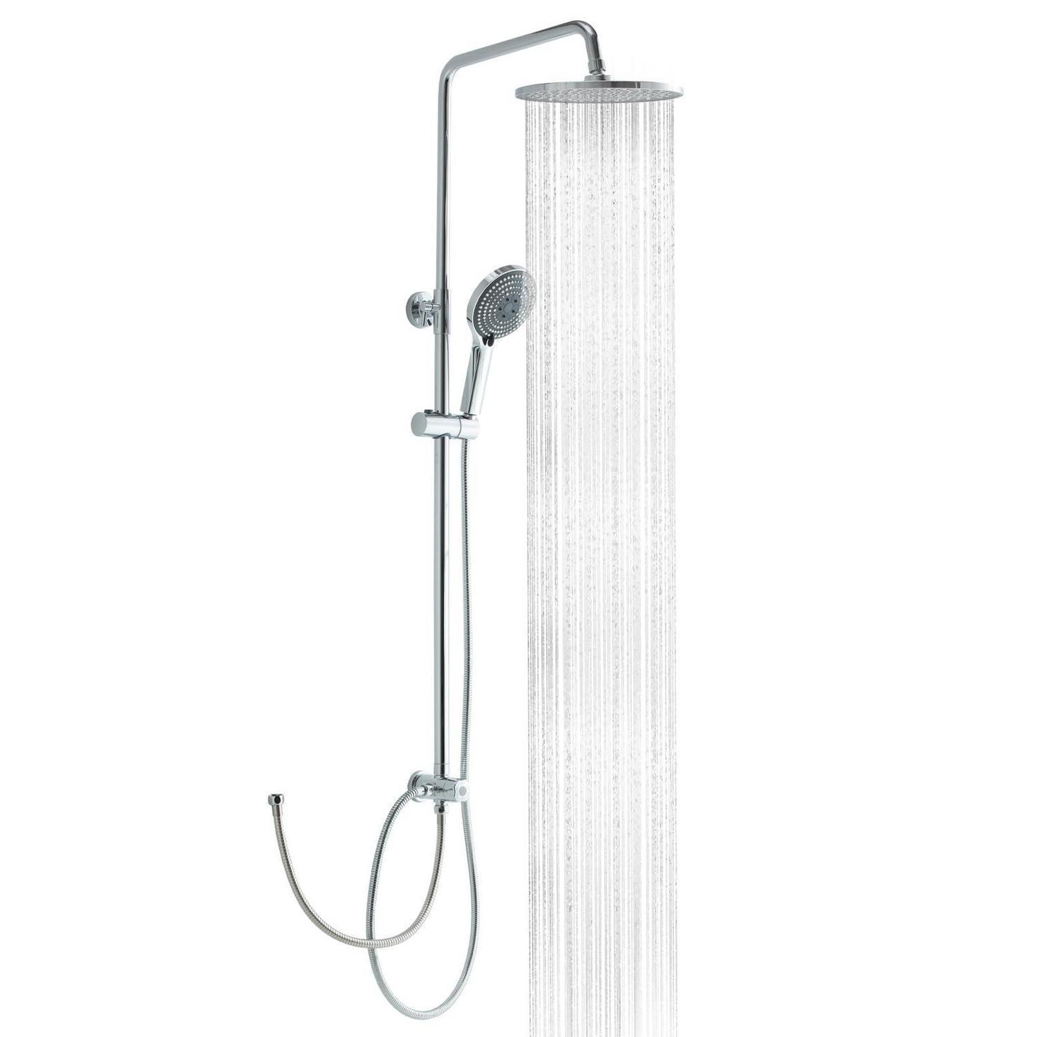 Duschsystem Mit Regendusche 25cm, Höhenverstellbar, 1,6m Schlauch, Chrom