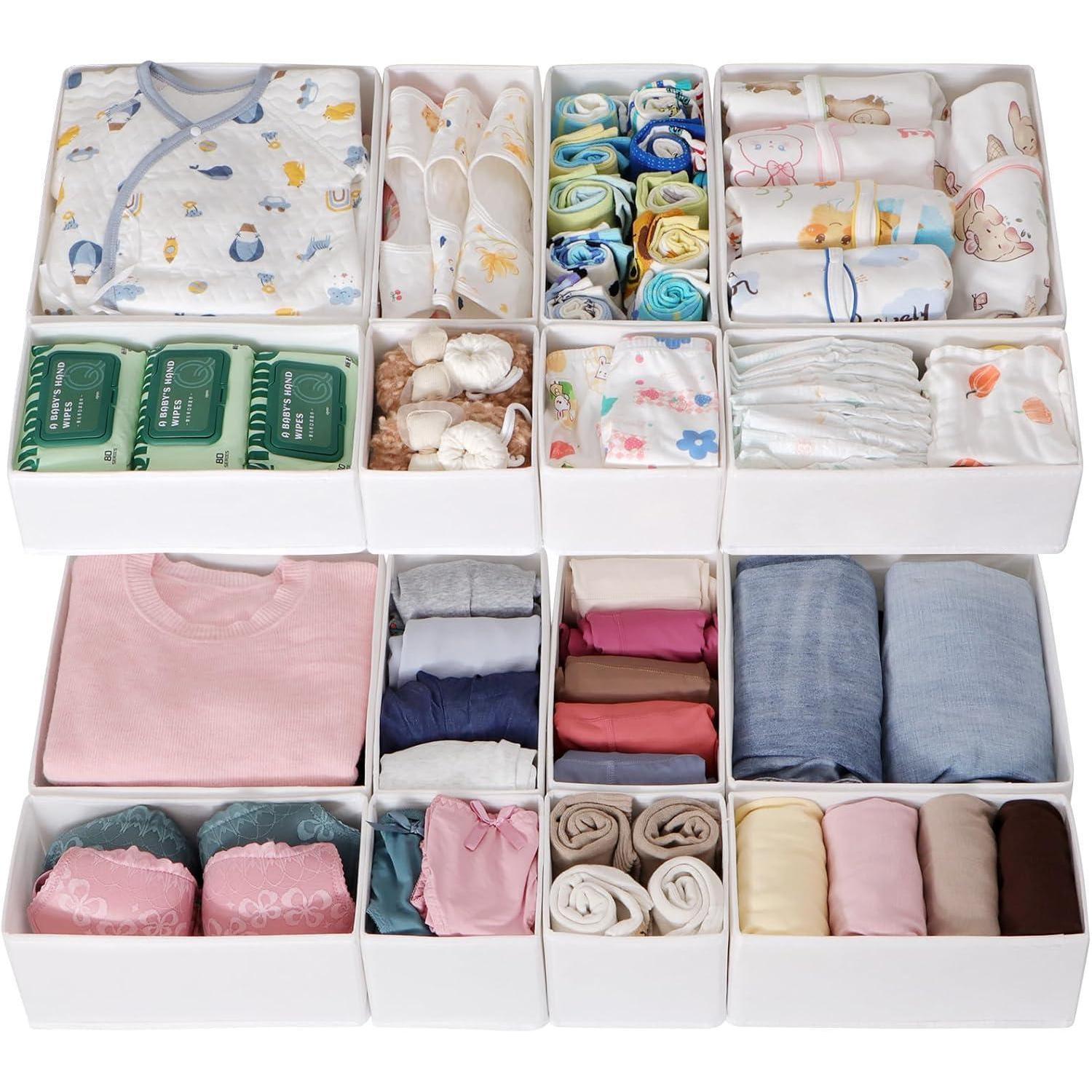 Schubladen Organizer 16er Set Für Pax Kleiderschrank 100x58 Cm, Faltbare Stoffboxen Weiß