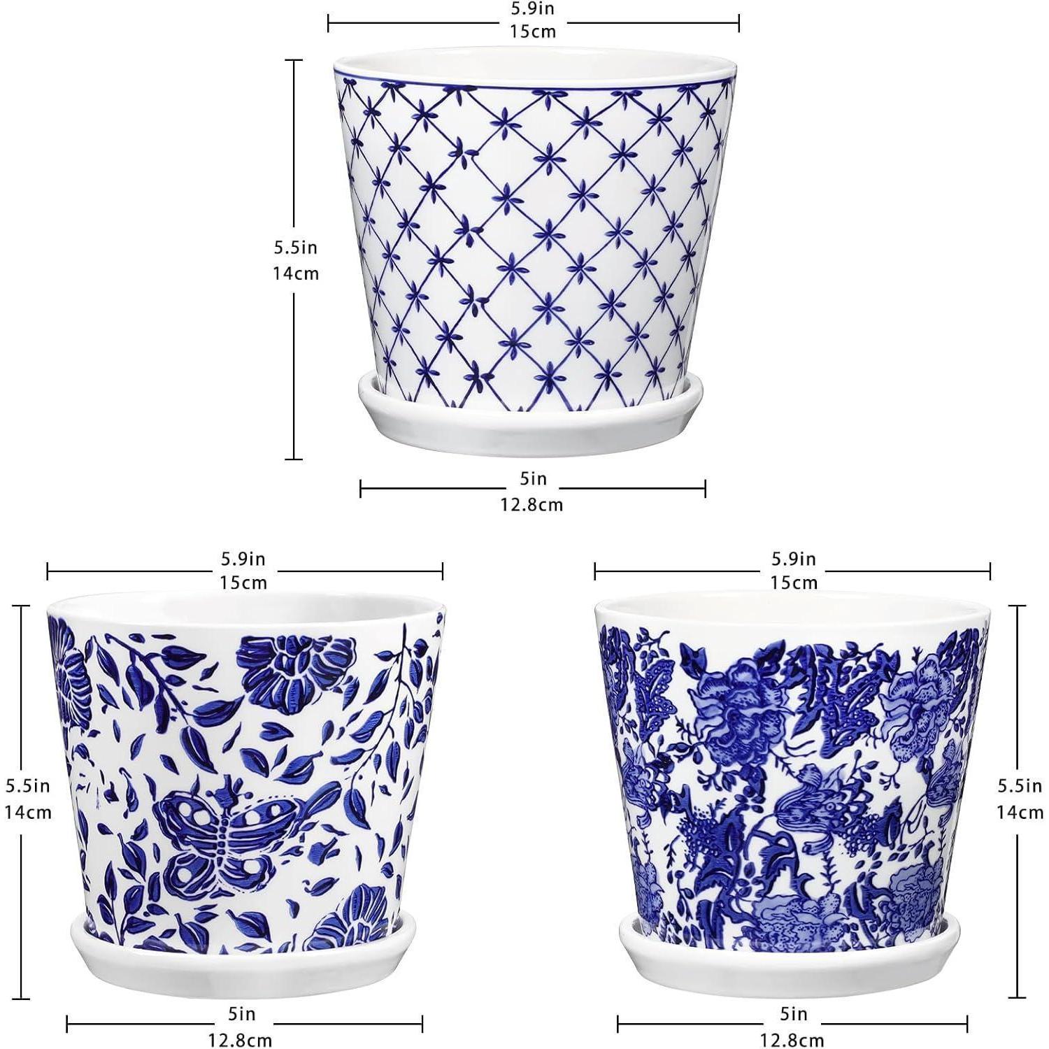 3er-set Keramik Blumentöpfe Mit Untertasse, Ø 14,5cm, Für Sukkulenten & Kakteen
