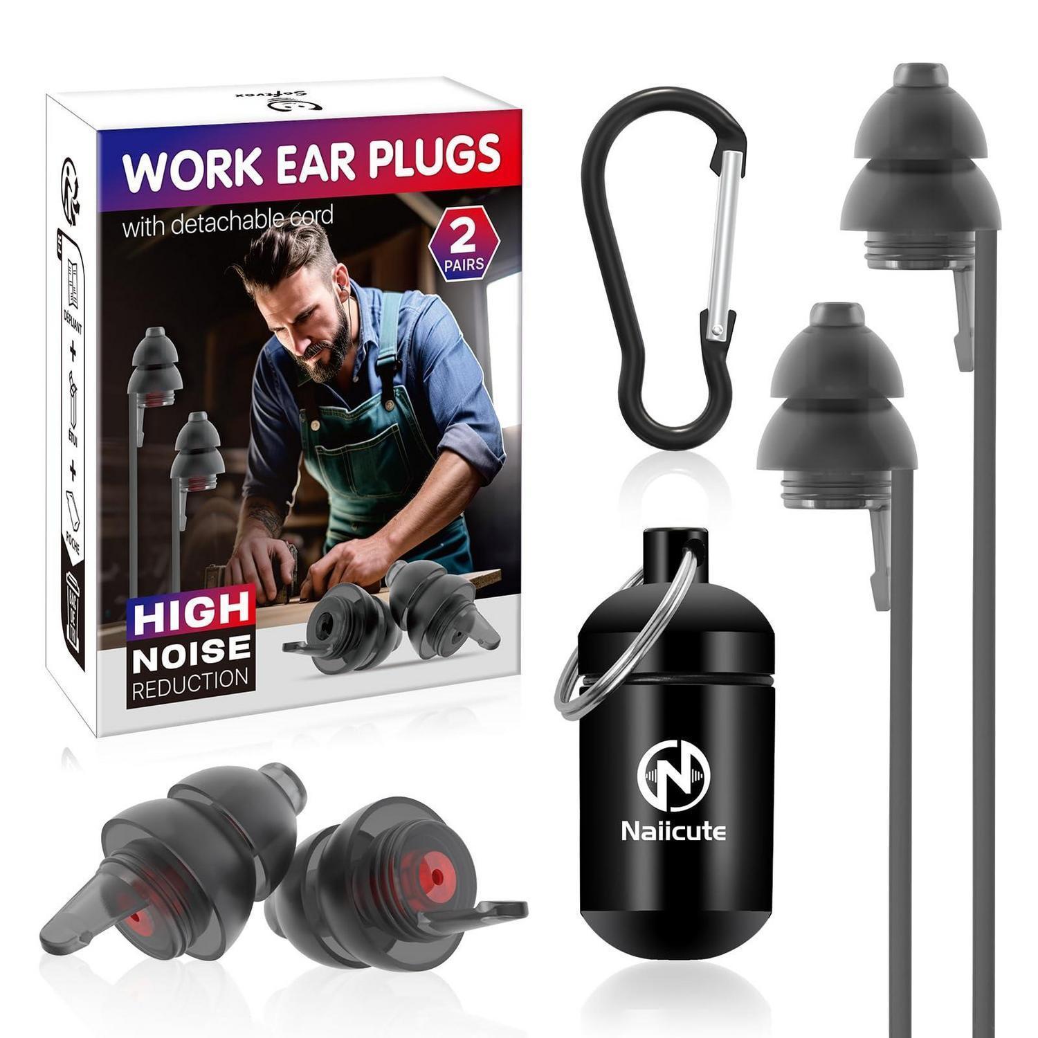 Ohrstöpsel Gehörschutz 25db, 2 Paar, Wiederverwendbar, Mit Kabel Und Etui
