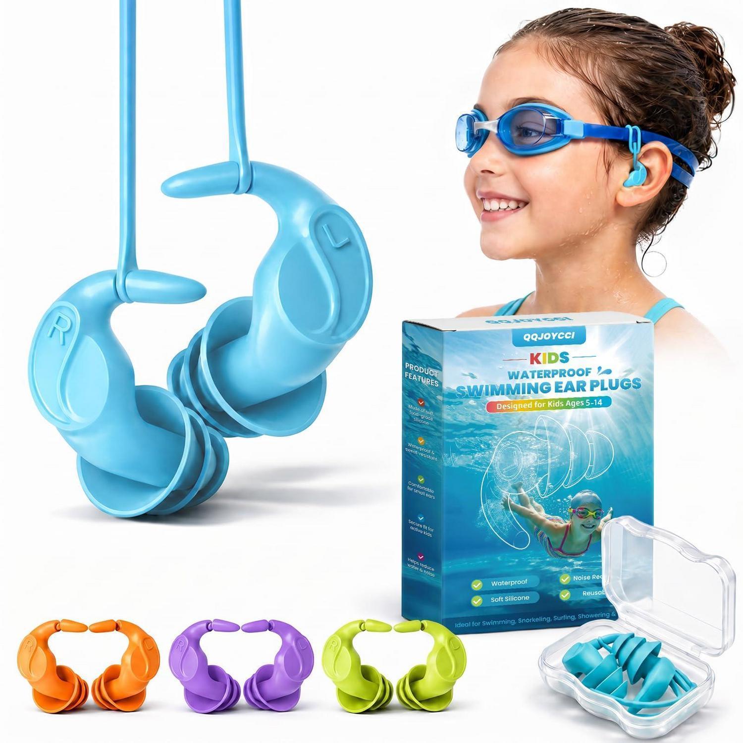 Ohrstöpsel Kinder Schwimmen 4 Paar Wasserdicht Mit Band Silikon Wiederverwendbar