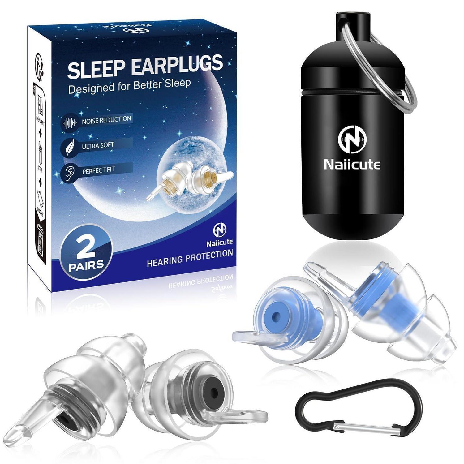 Ohrstöpsel Zum Schlafen 2 Paar, Ultraweich, Lärmschutz 31db, Mit Aluminiumetui