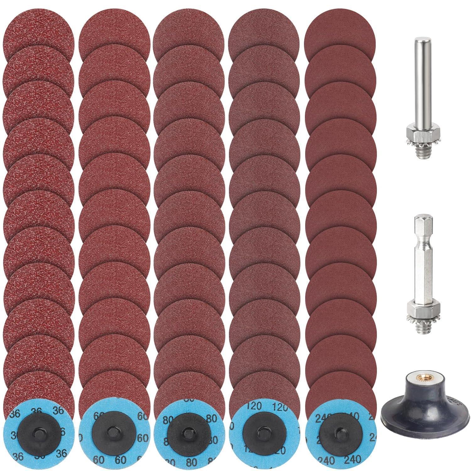 Schleifscheiben Set 63tlg. 50mm Roloc Schnellwechsel Körnung 36-240 Für Metall & Holz