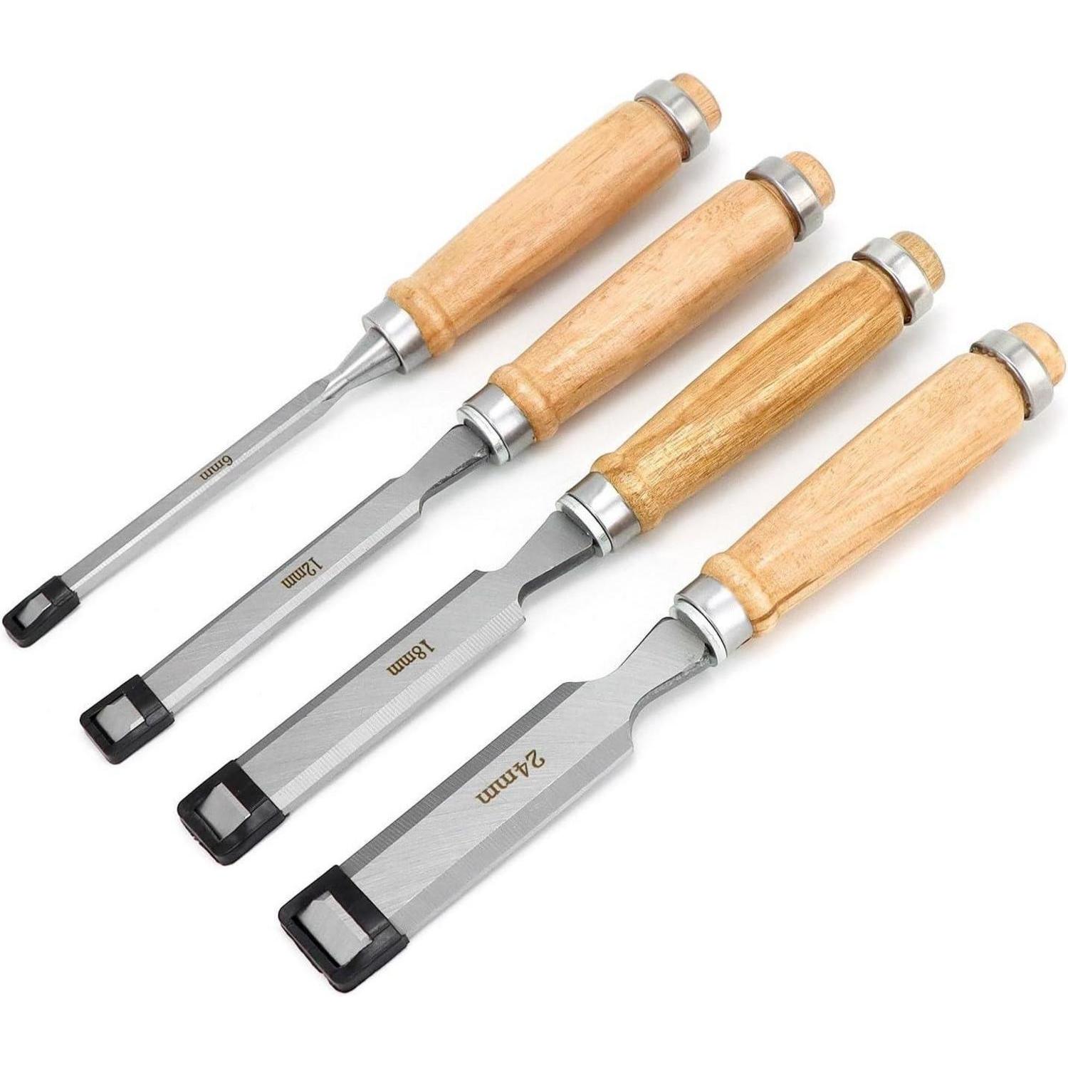 4tlg. Stechbeitel Set Für Holz, 6-24mm, Mit Ergonomischem Griff