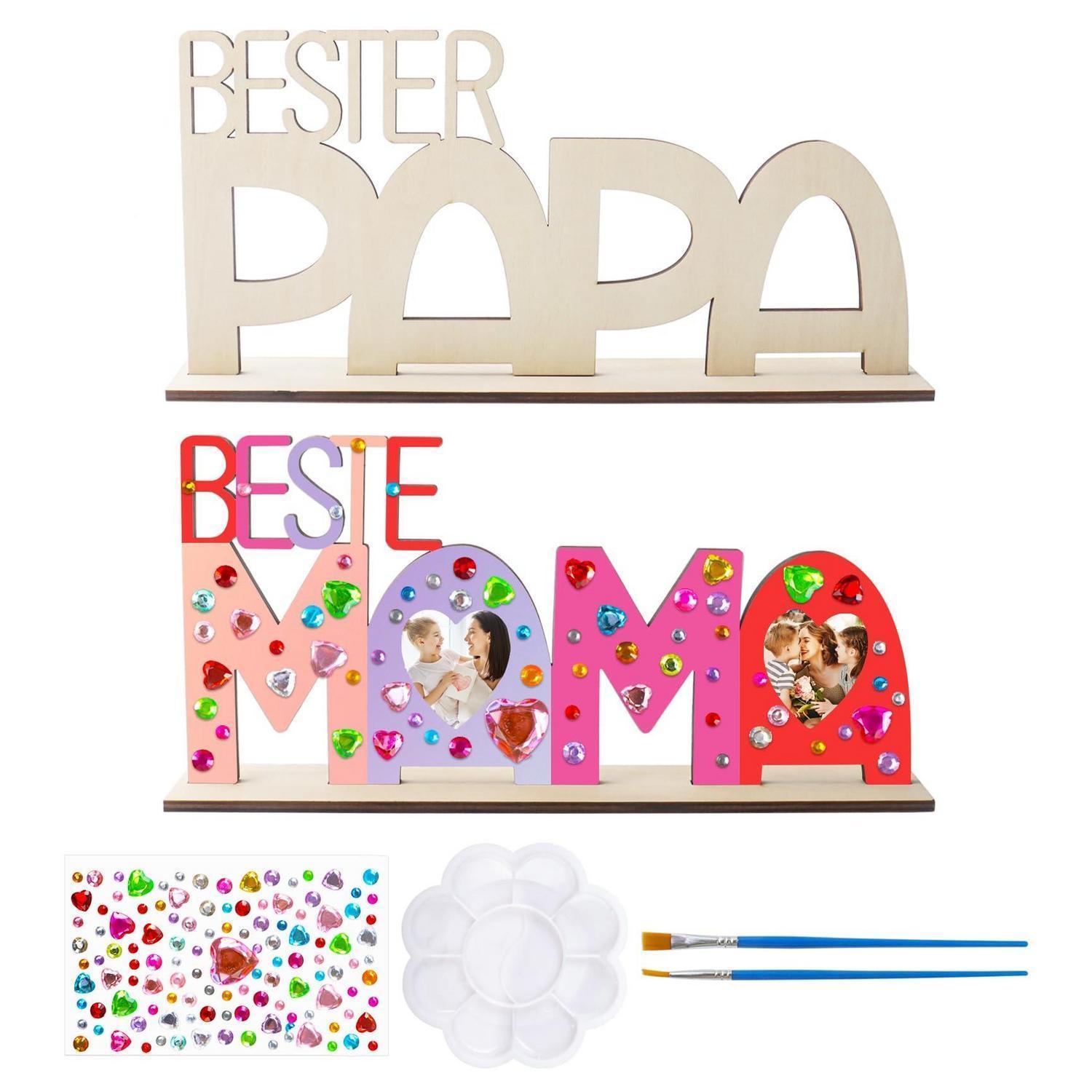 Holzbuchstaben Fotorahmen Bastelset Für Mama & Papa Mit Zubehör