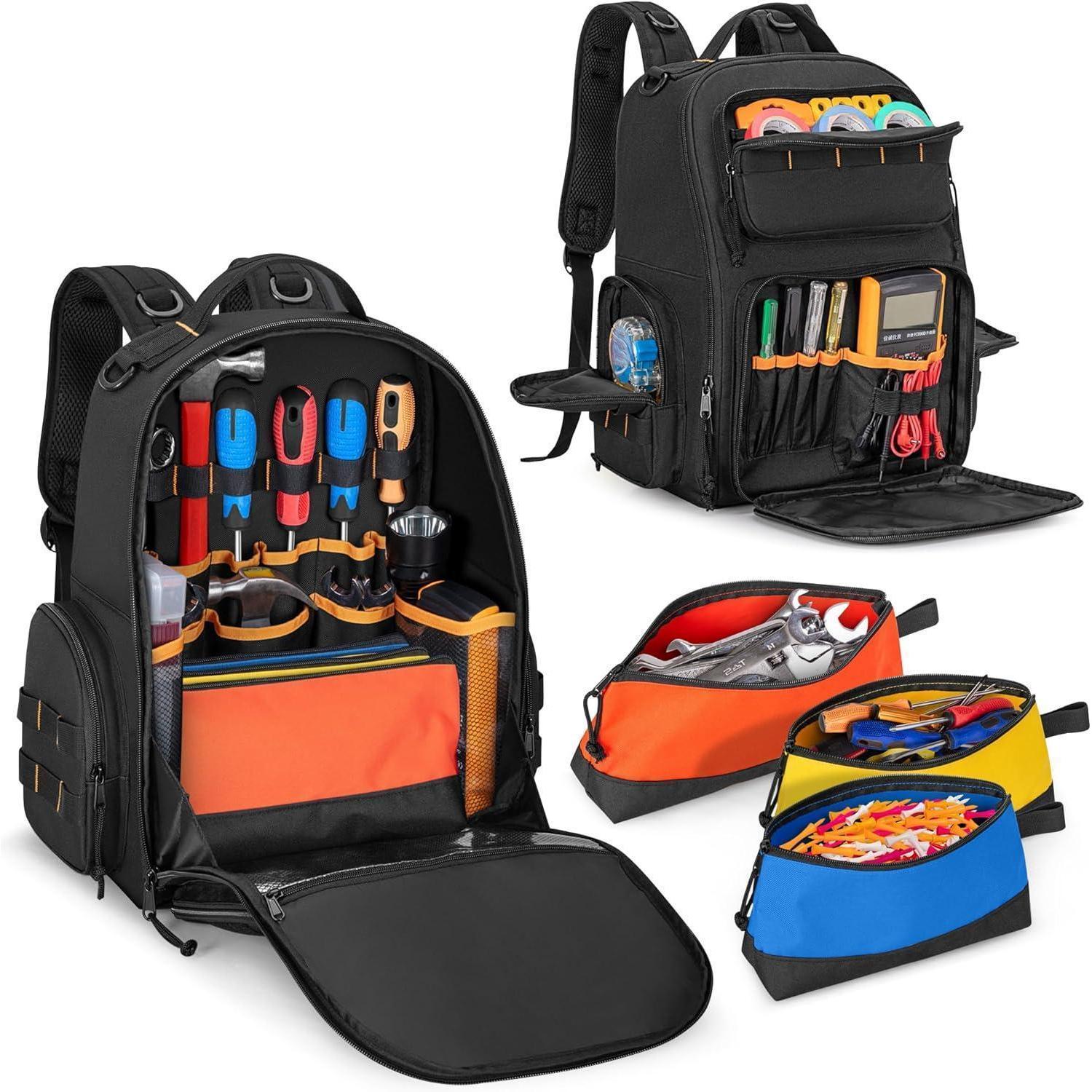 Werkzeugrucksack Mit 3 Organizer-taschen, Robust, Für Handwerker