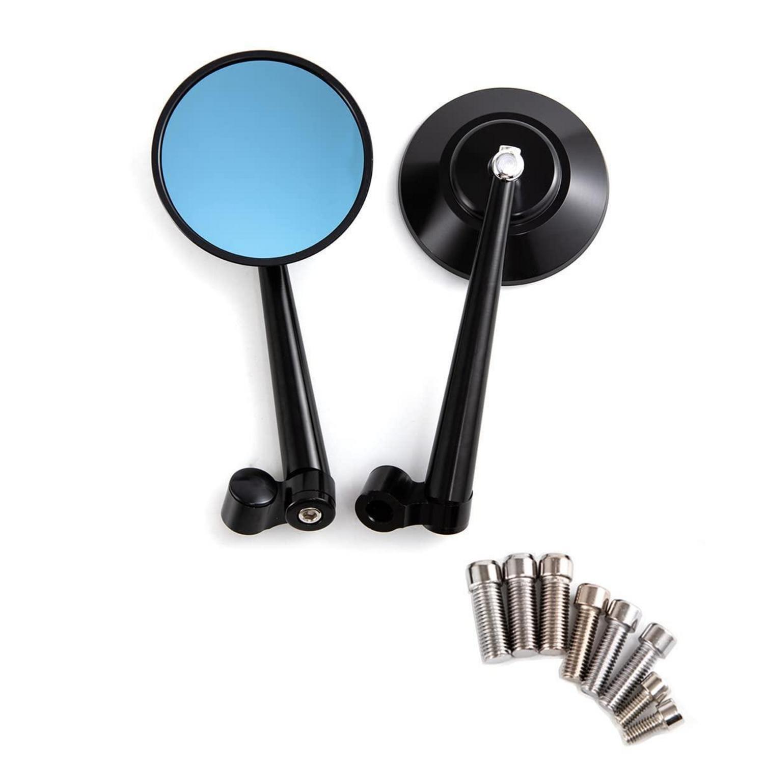Motorrad Lenker Spiegel Rund 8mm 10mm Schraube Cnc Aluminium Blau Entspiegelt