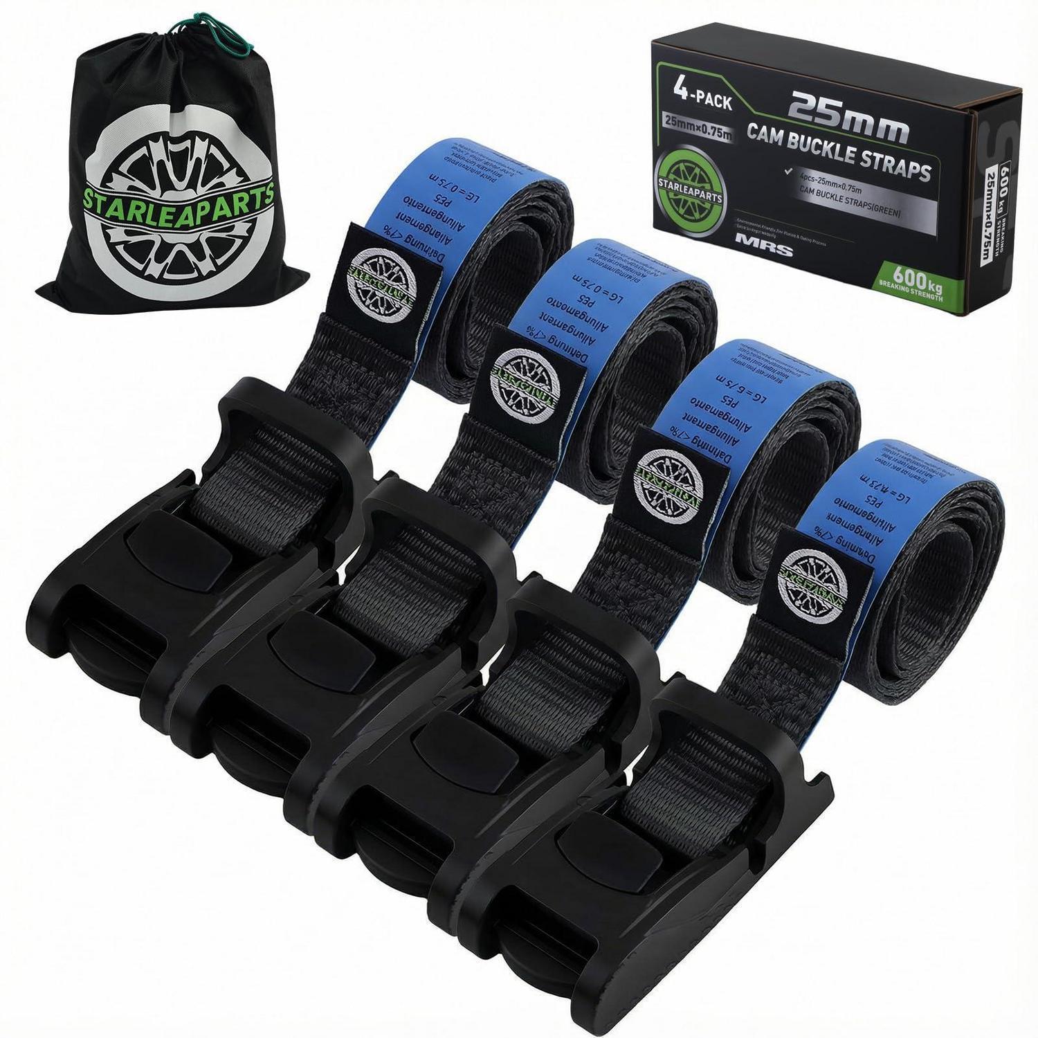 Spanngurte 4er-set 75cm Mit Klemmschloss, 600kg Bruchlast, Für Fahrradträger