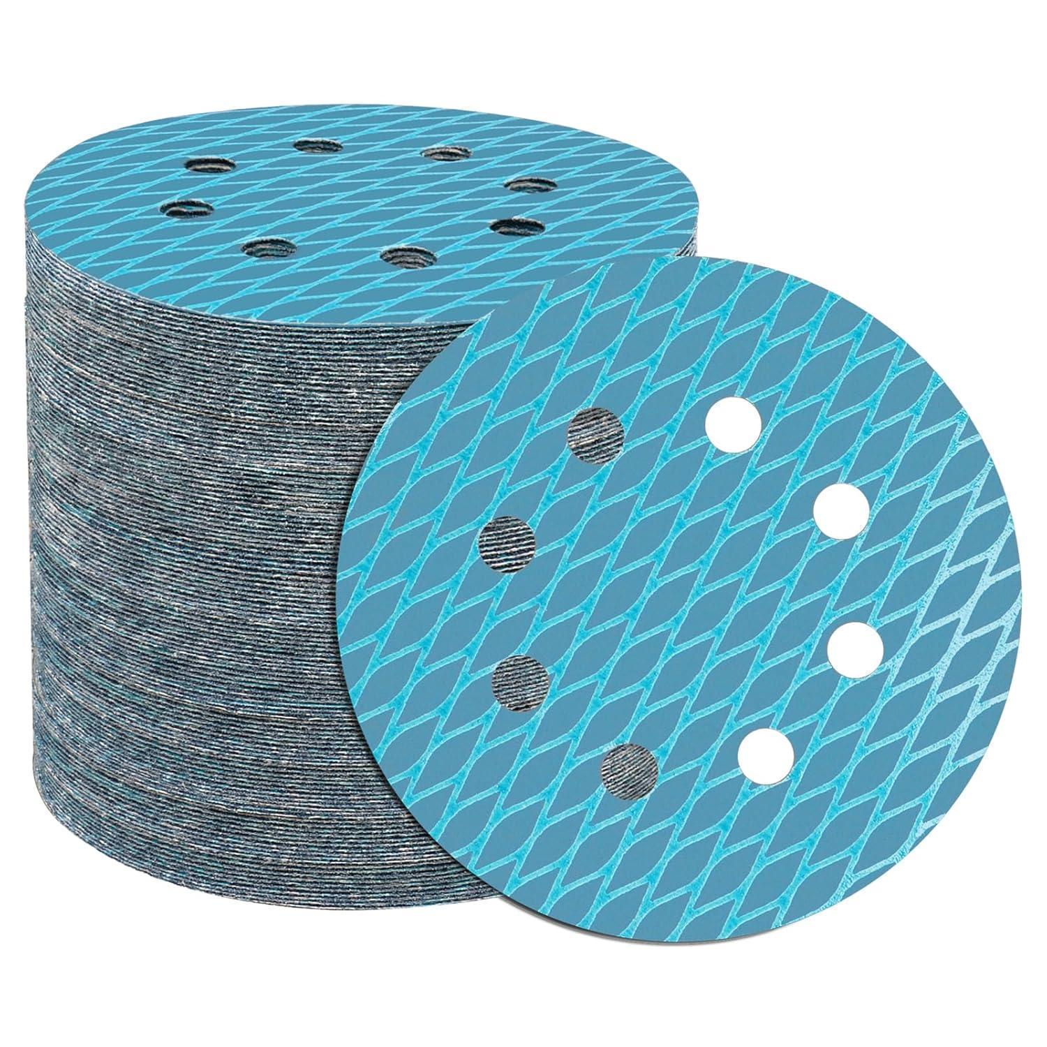 Schleifpapier 125mm Klett 600 Körnung, 100 Stück, Zirkonoxid, 8-loch