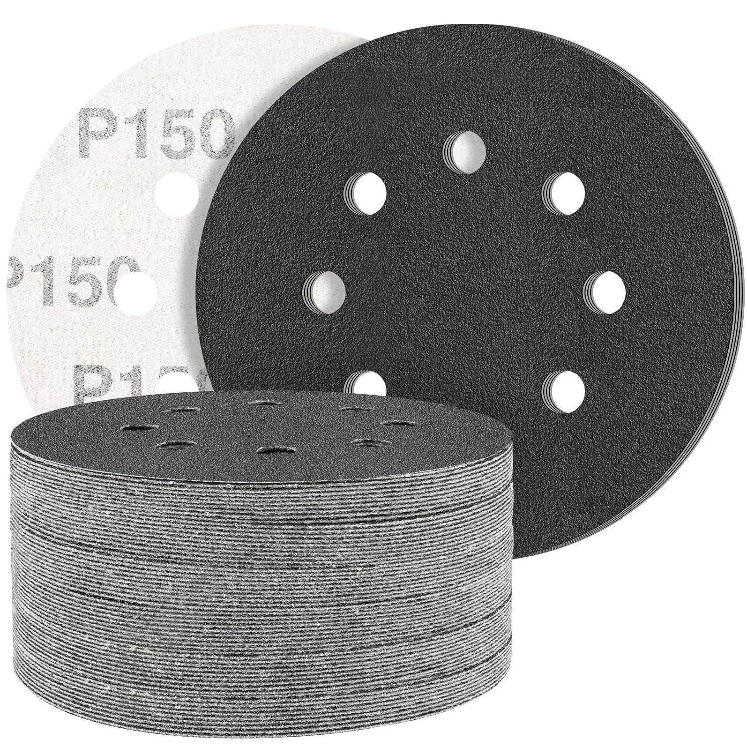 Schleifpapier 125mm Klett 150 Körnung, 50 Stück, 8 Loch, Nass/trocken, Für Metall & Auto