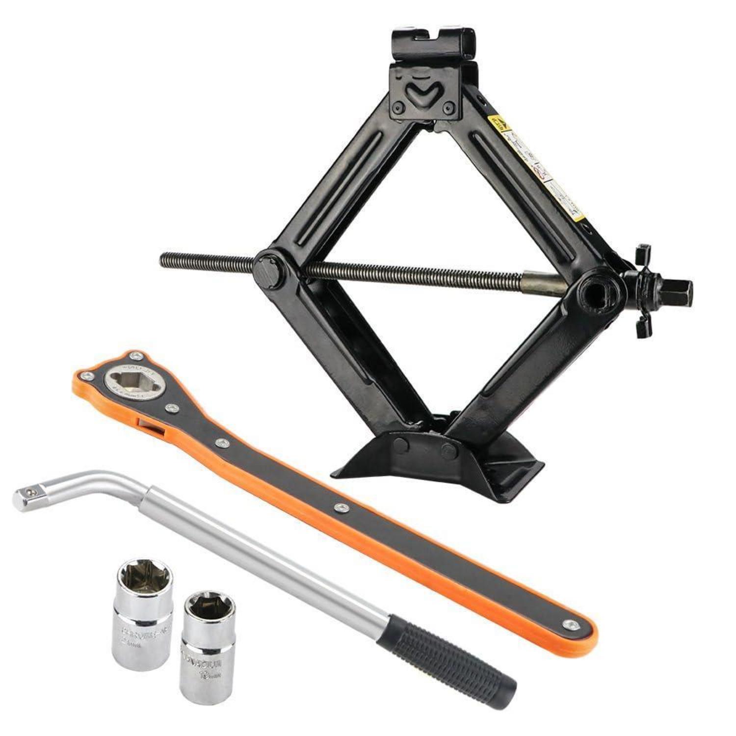 Scherenwagenheber Kit 2t Mit Ratsche & Radmutternschlüssel Für Pkw Suv