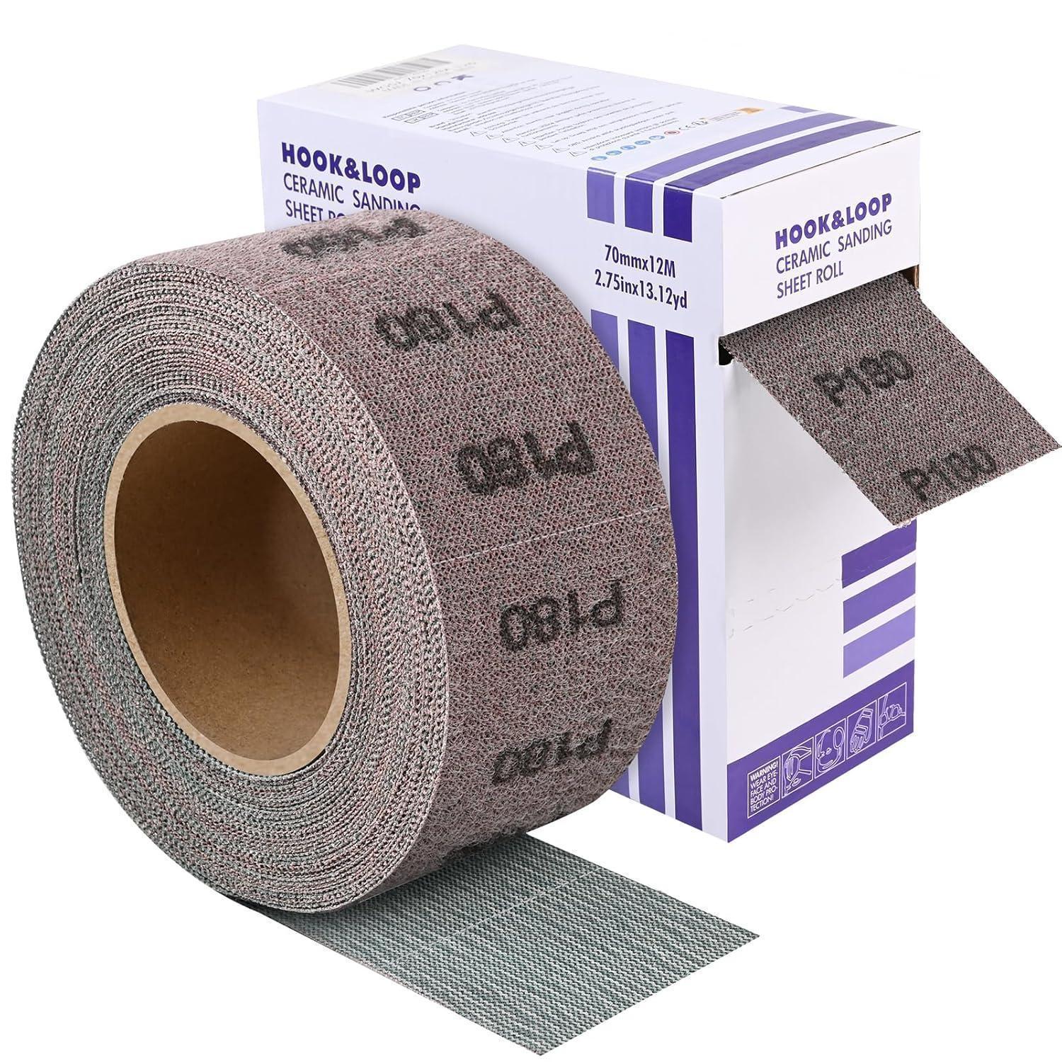 Netz Schleifpapier Rolle P180 Klett 70mm X 12m Für Holz, Metall, Wand