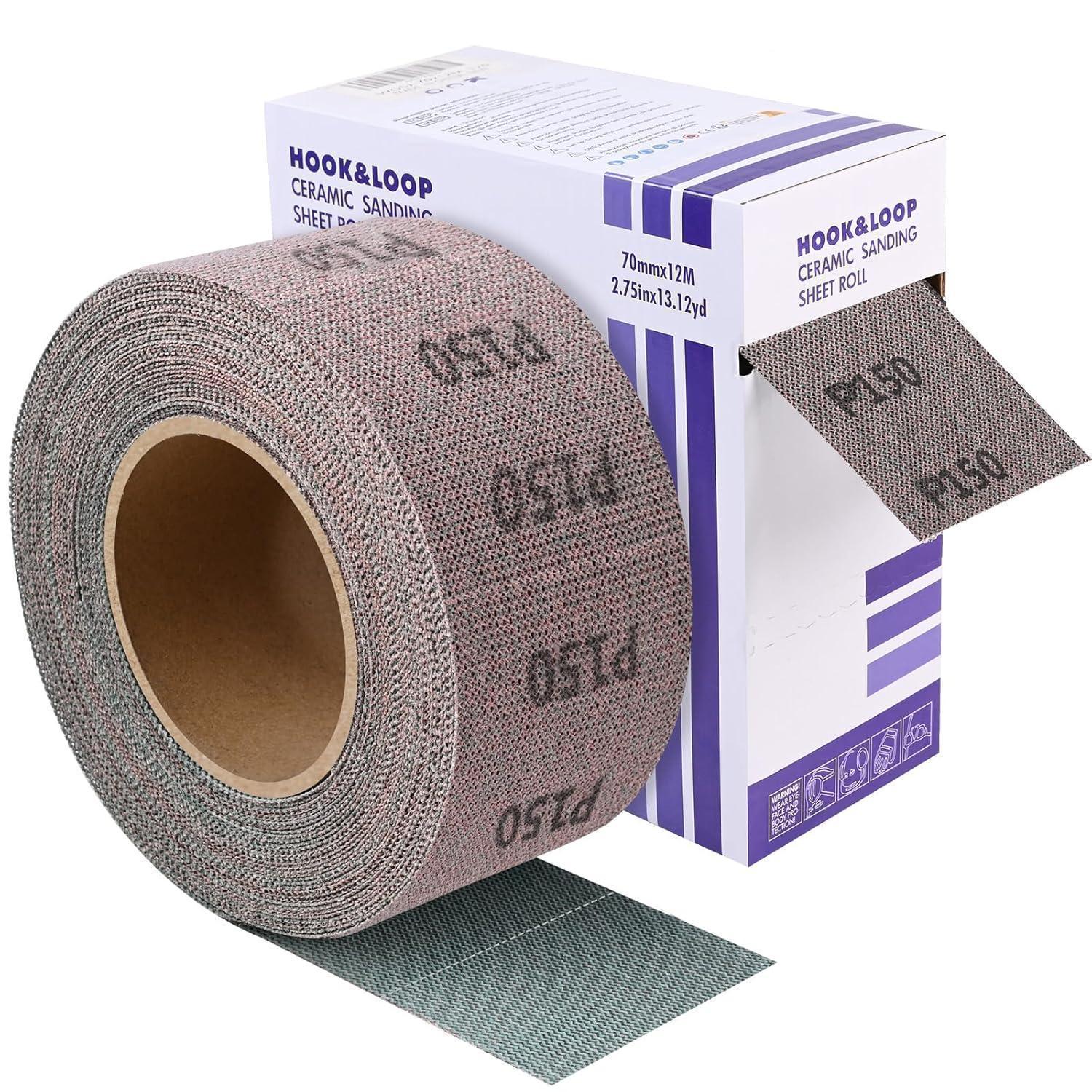 Netz Schleifpapier Rolle P150 Klett 70mm X 12m Für Holz, Metall, Wand