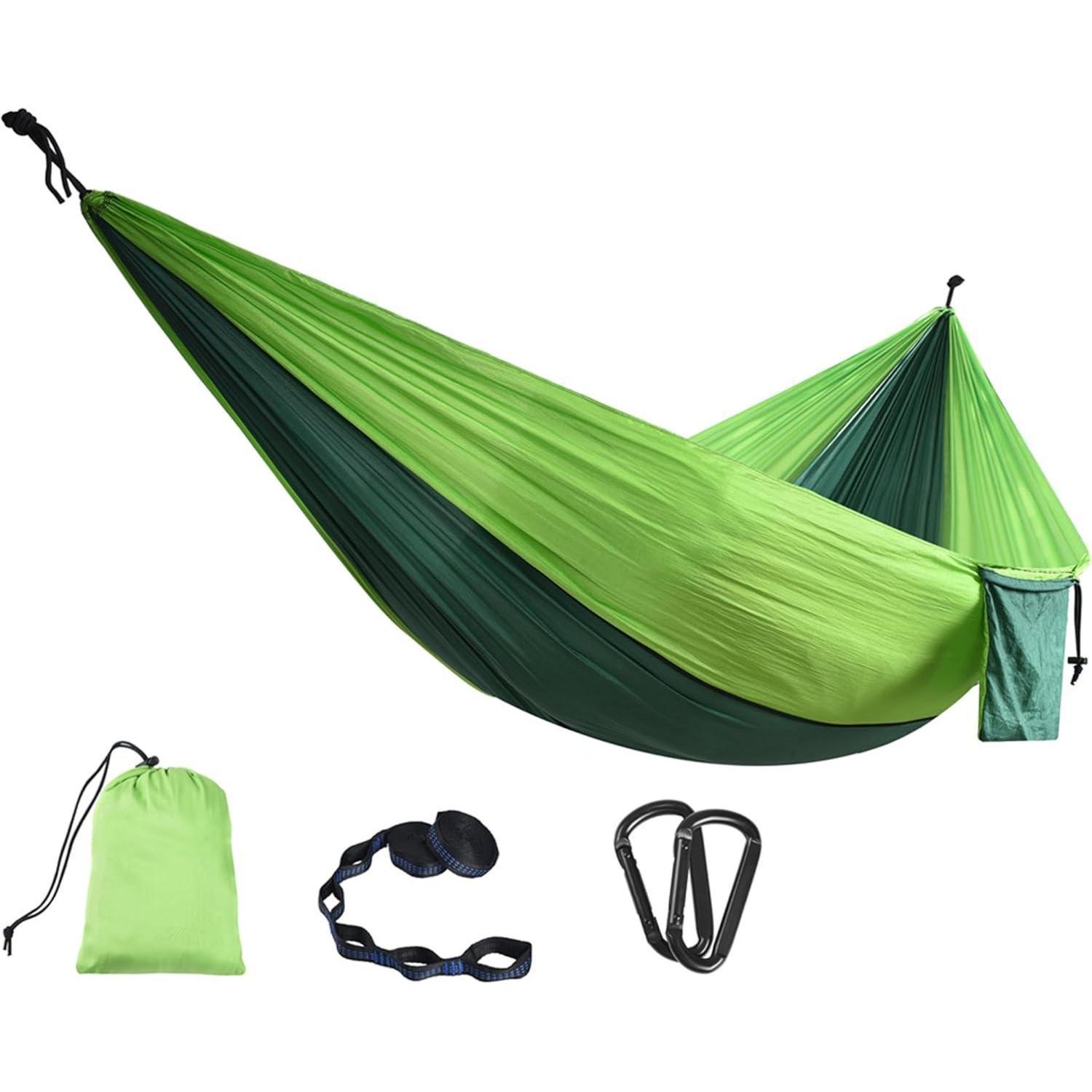 Camping Hängematte 270x140cm, 300kg Traglast, Ultraleicht Nylon, Inkl. Gurte & Karabiner